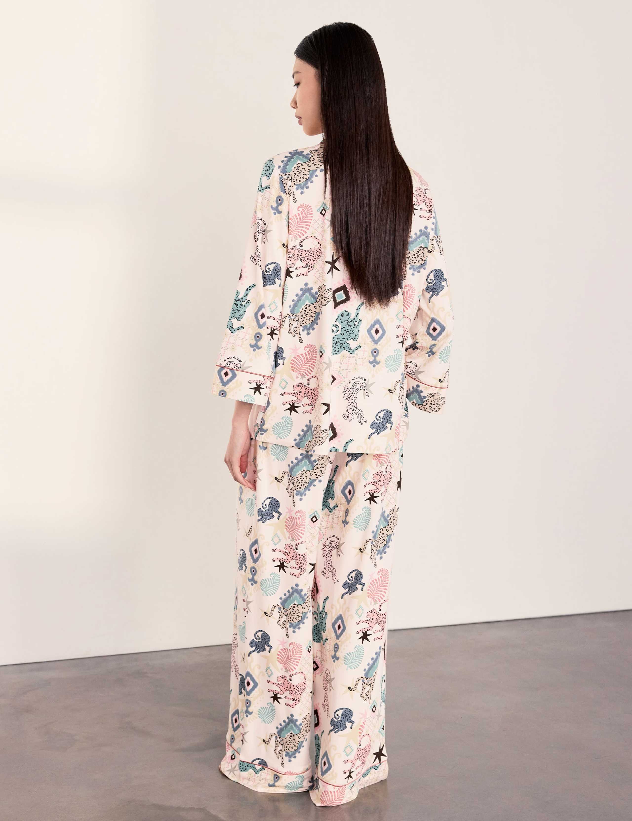 Jersey Ikat Print Wide Leg Pyjama Set 4 of 5