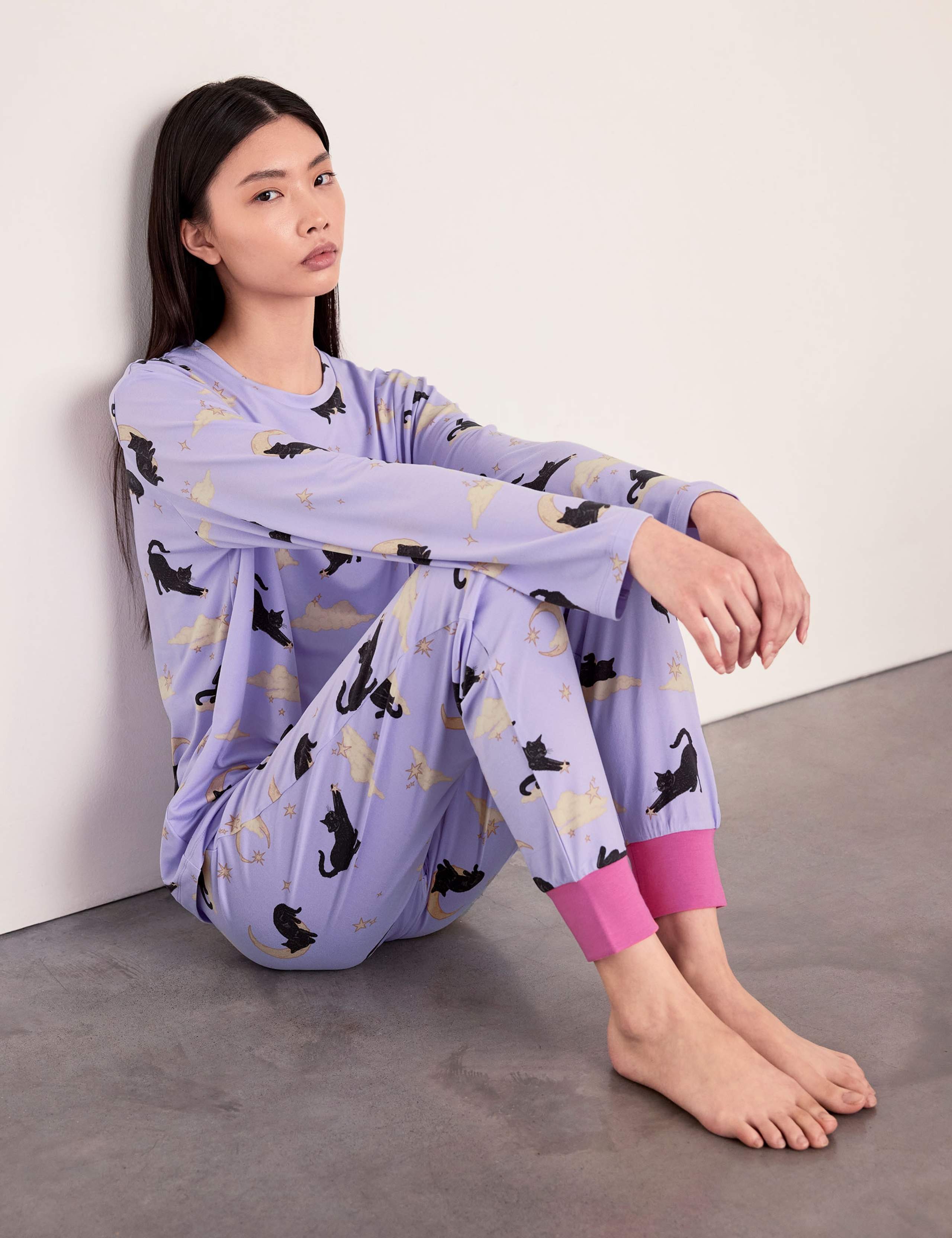 Jersey Cats Clouds Print Cuffed Halloween Pyjama Set 5 of 6