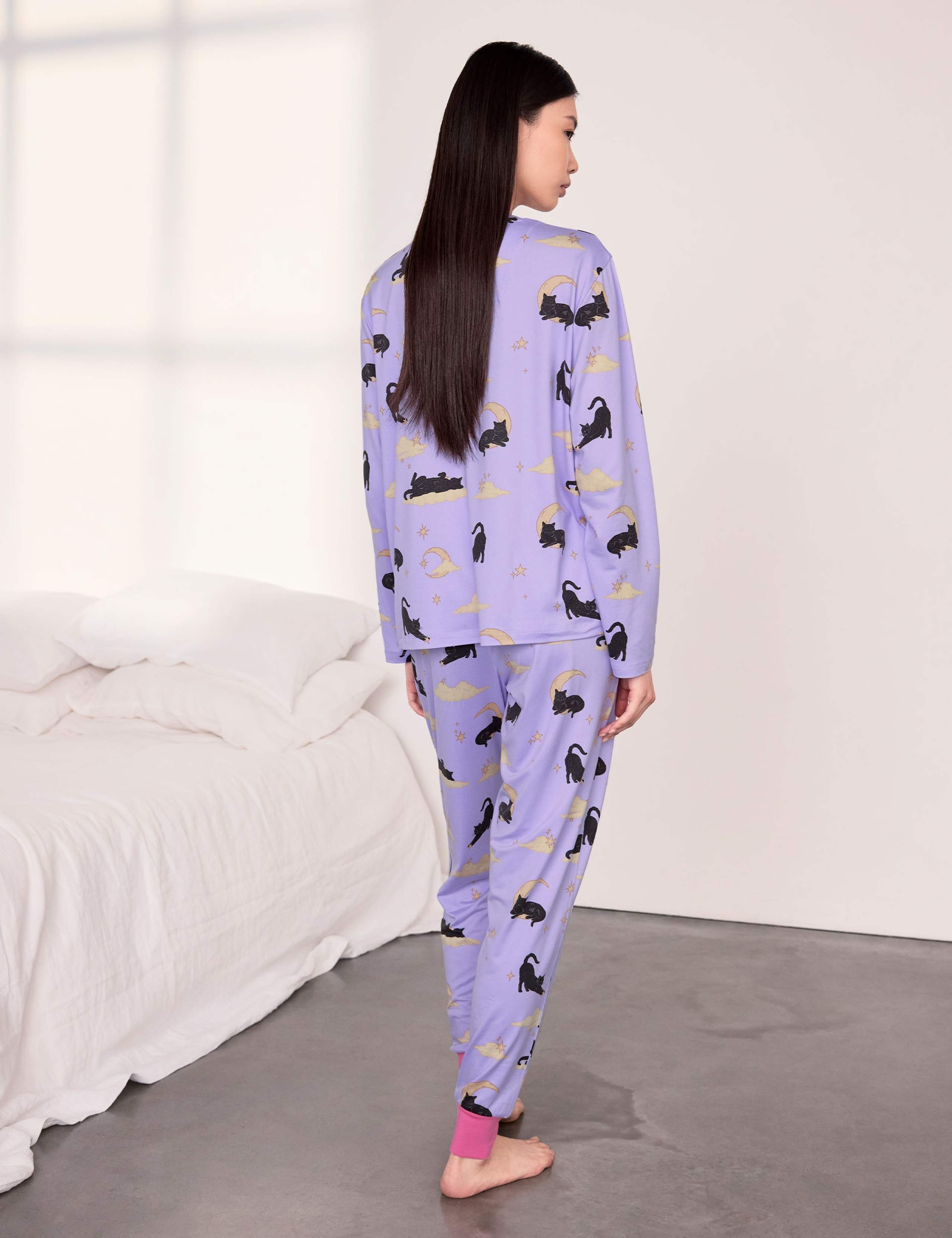 Jersey Cats Clouds Print Cuffed Pyjama Set 6 of 6
