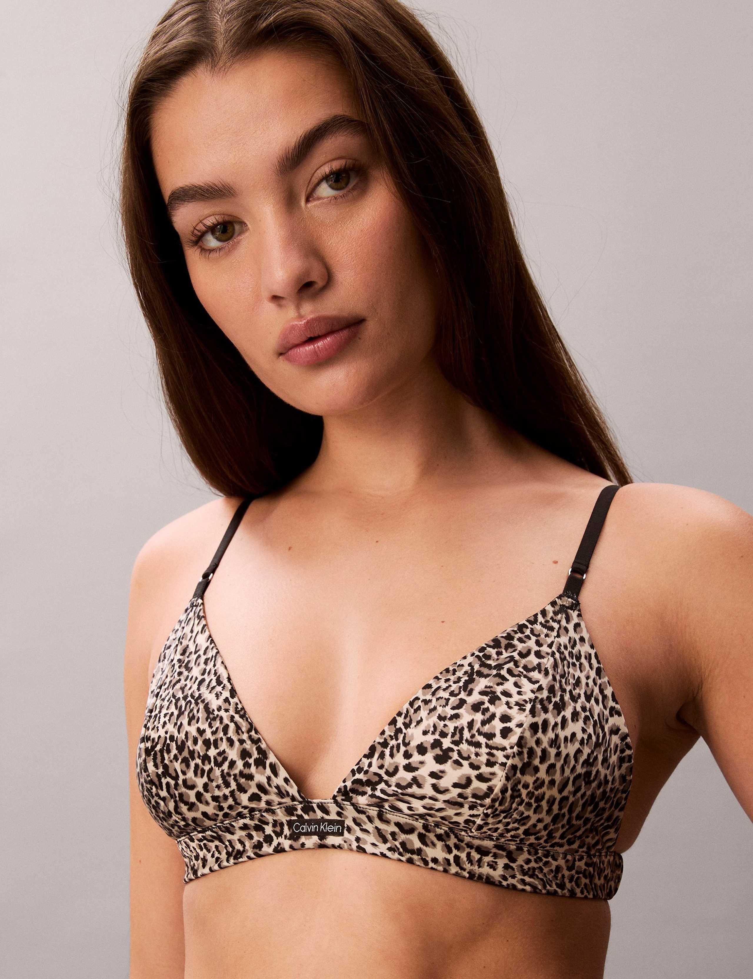 Signature Satin Leopard Print Triangle Bra (A to E) 5 of 6