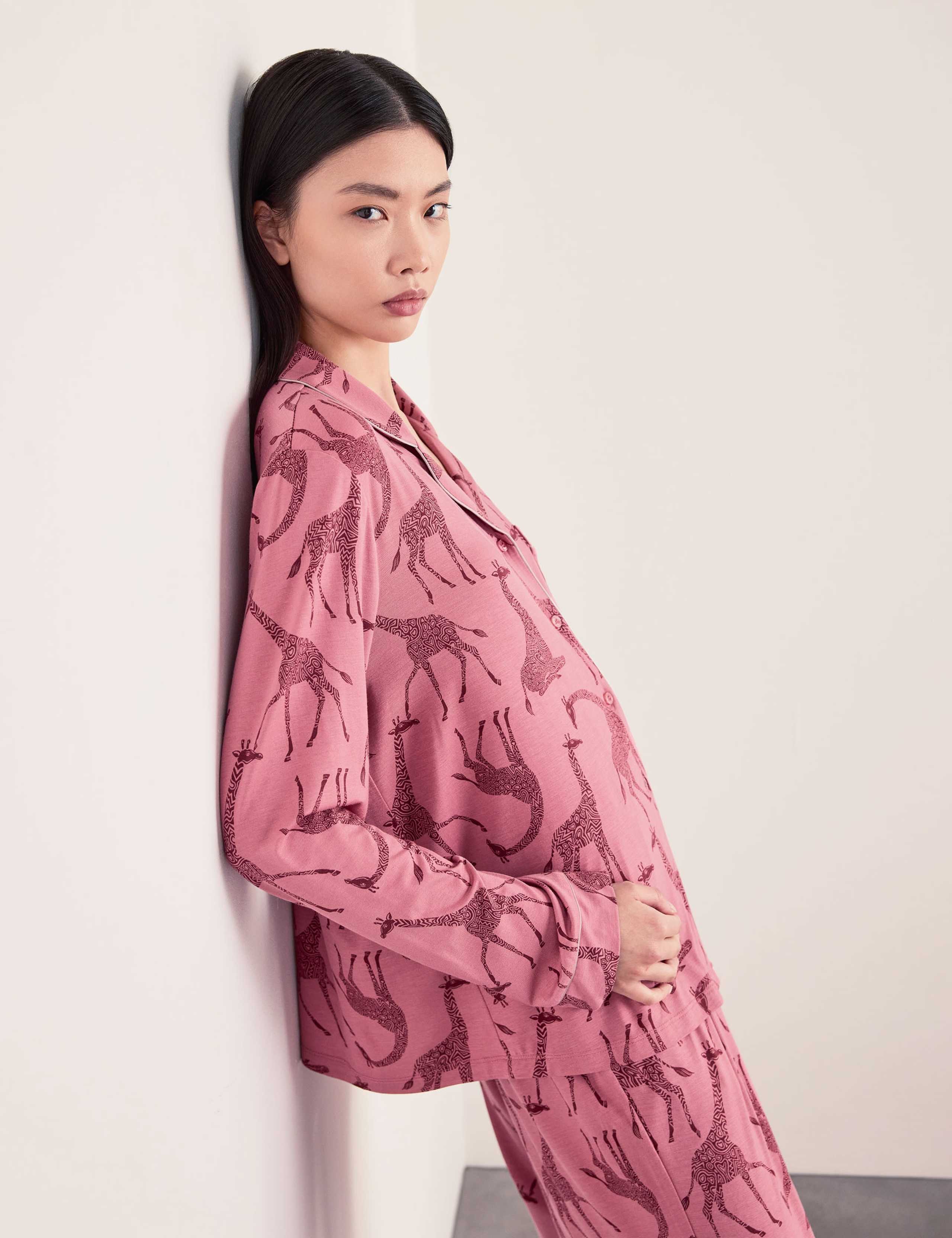 Modal Rich Giraffe Print Revere Pyjama Set 5 of 6
