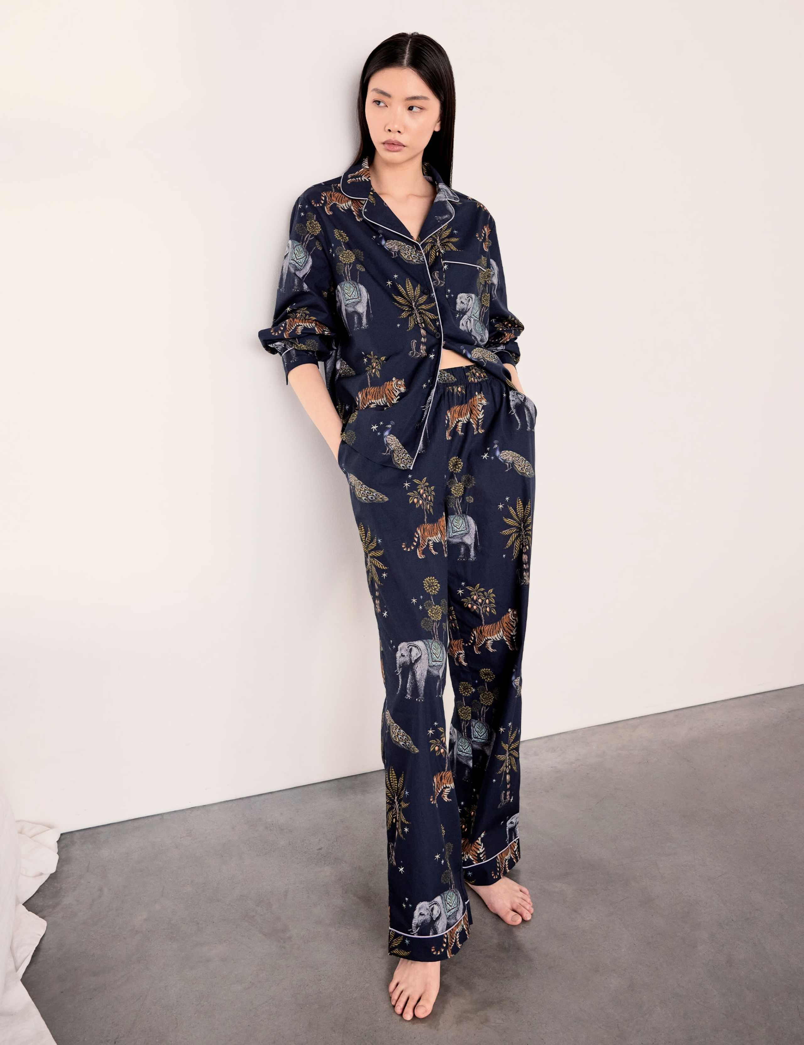 Pure Cotton Jungle Print Revere Pyjama Set 1 of 6