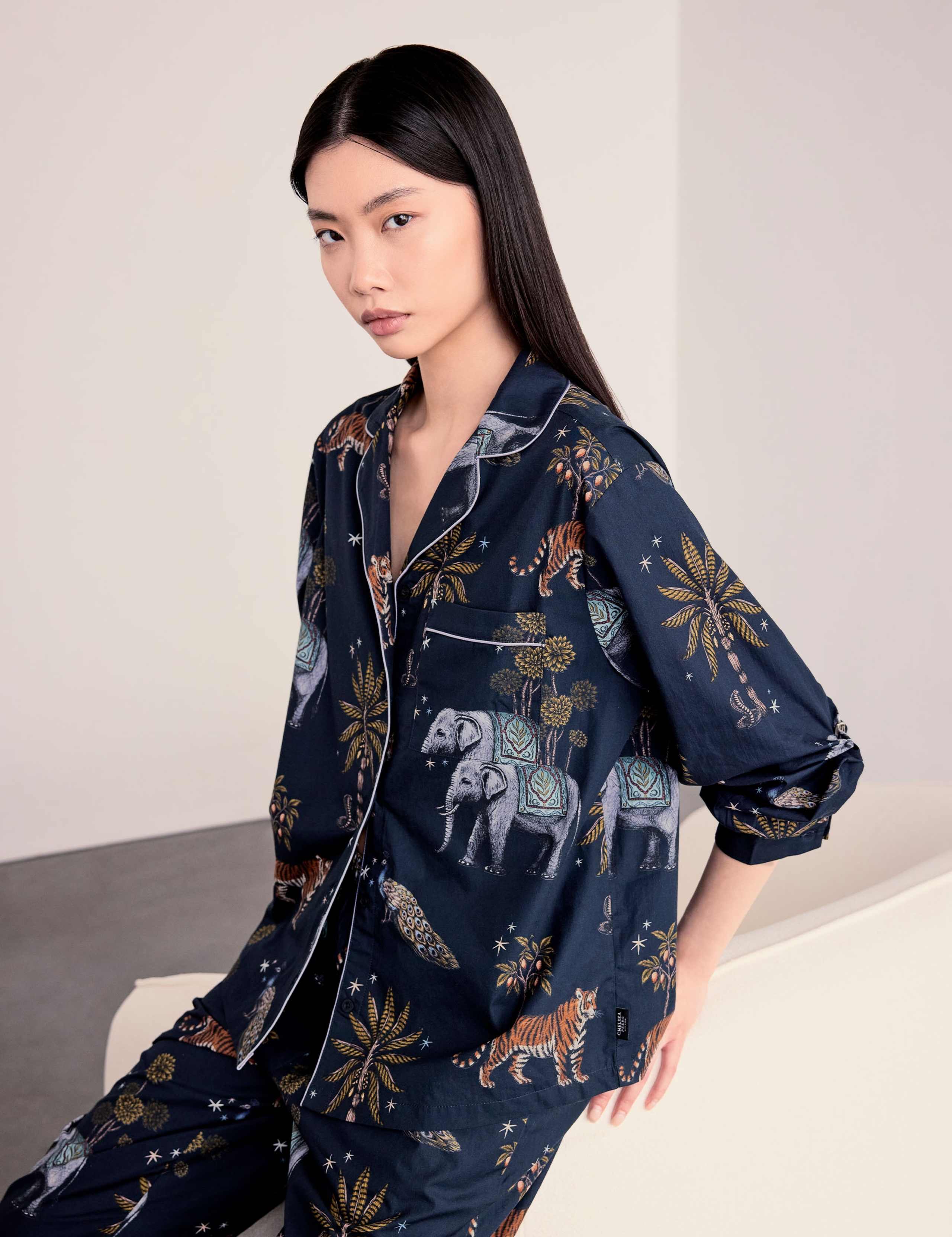 Pure Cotton Jungle Print Revere Pyjama Set 2 of 6