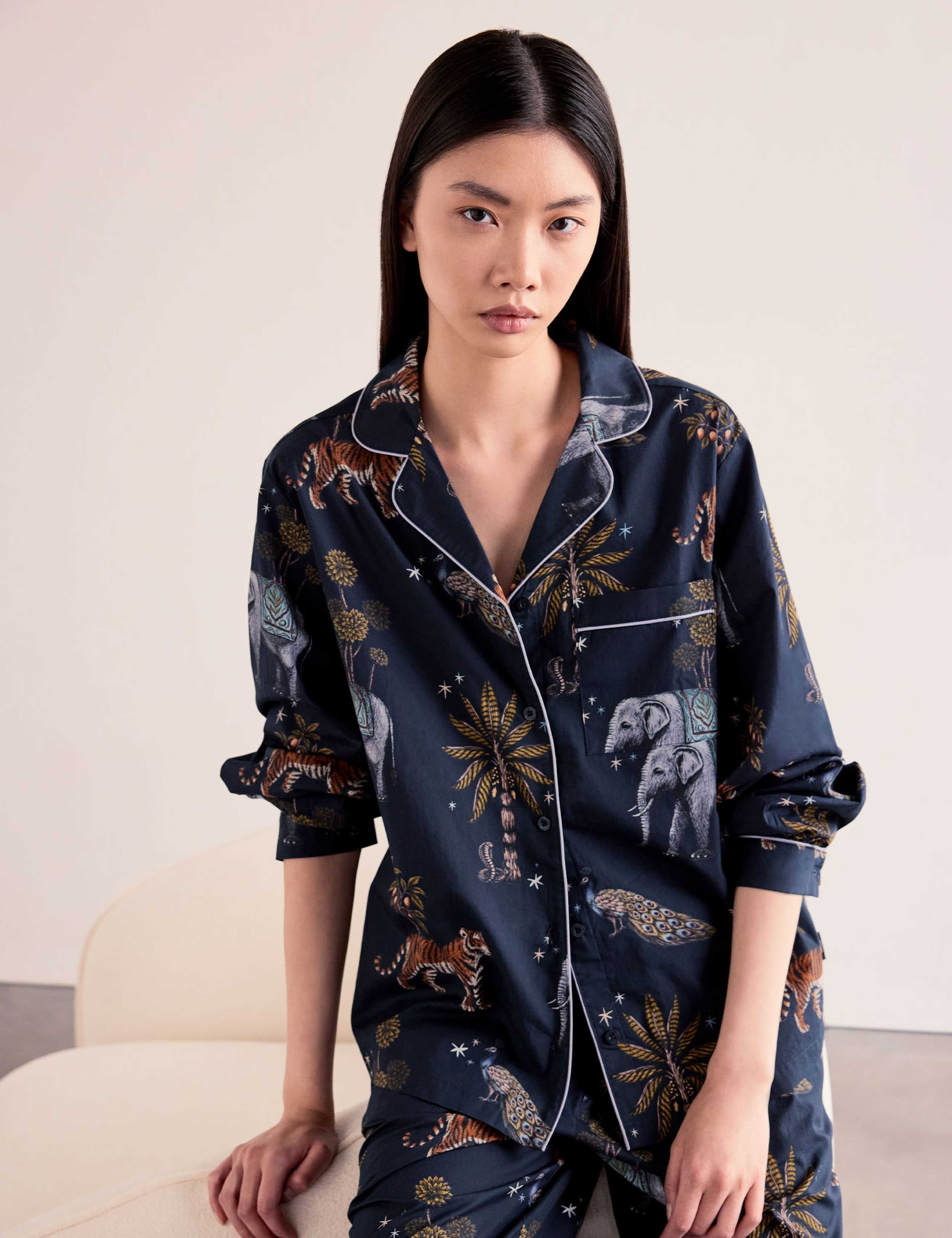Pure Cotton Jungle Print Revere Pyjama Set 3 of 6