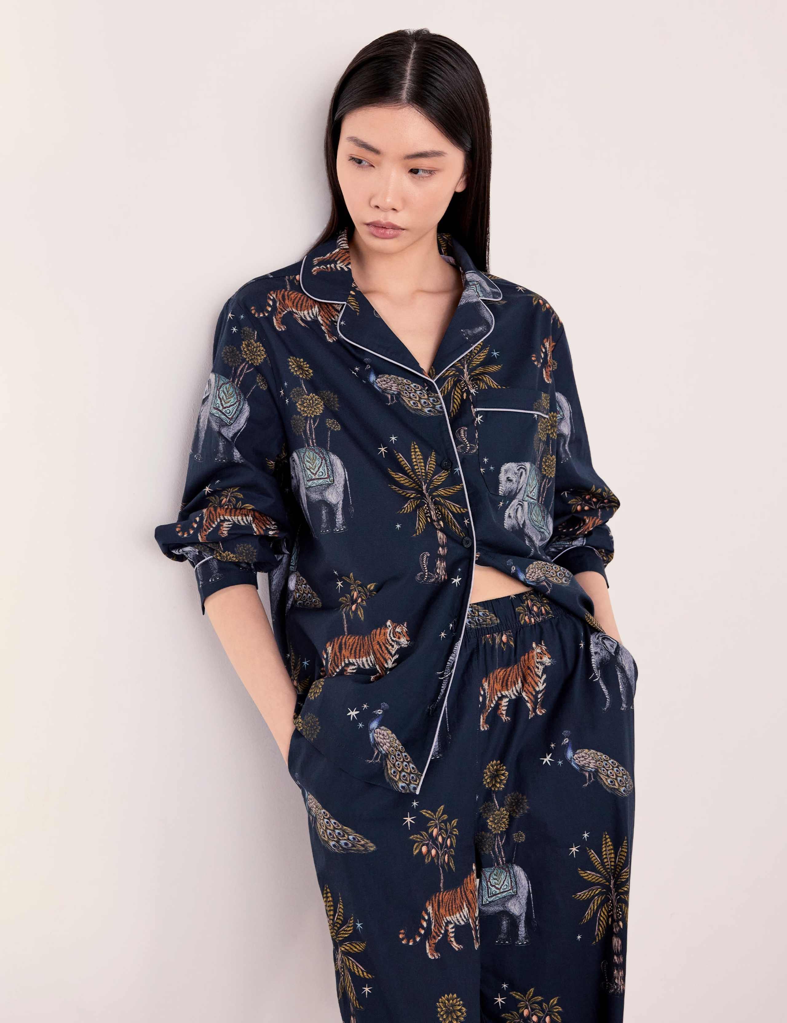 Pure Cotton Jungle Print Revere Pyjama Set 6 of 6