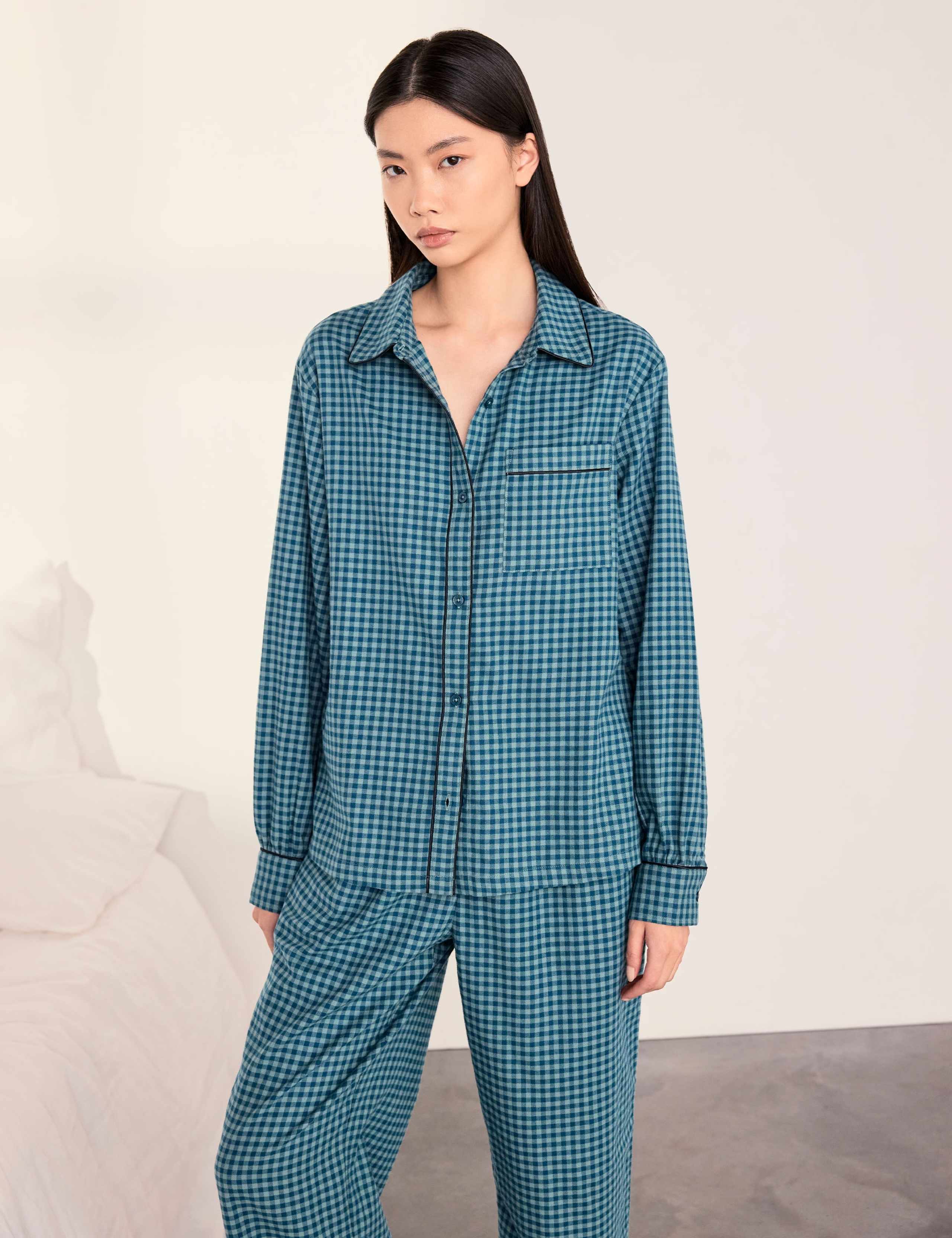 Pure Cotton Flannel Gingham Pyjama Set 2 of 6