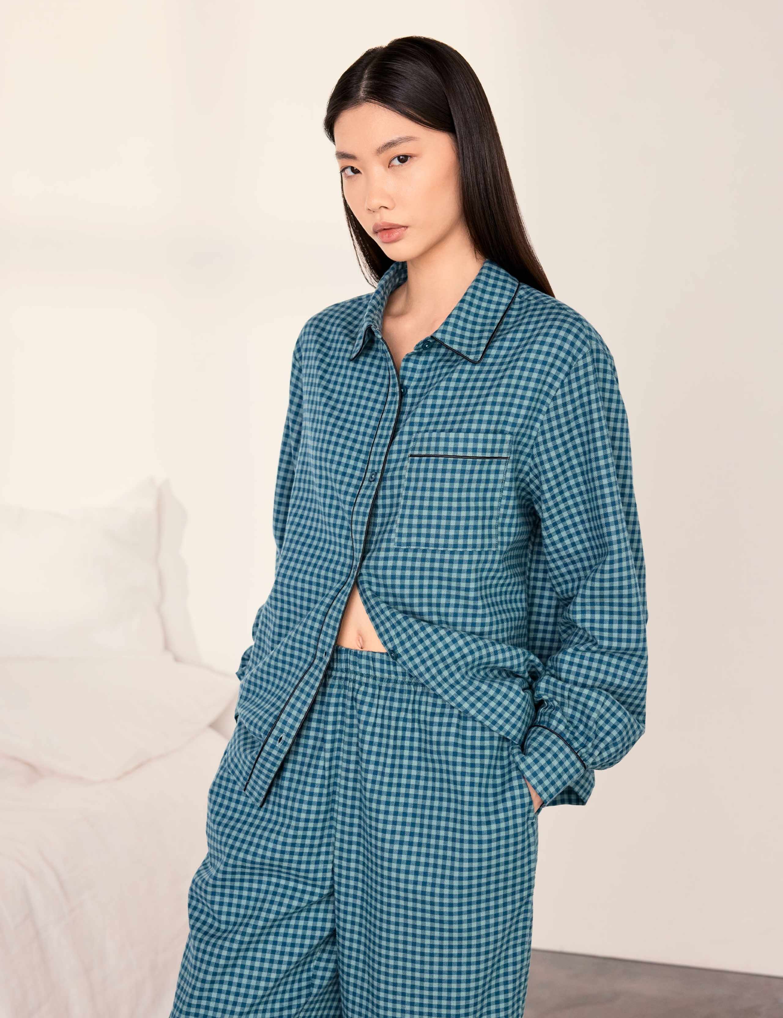 Pure Cotton Flannel Gingham Pyjama Set 3 of 6
