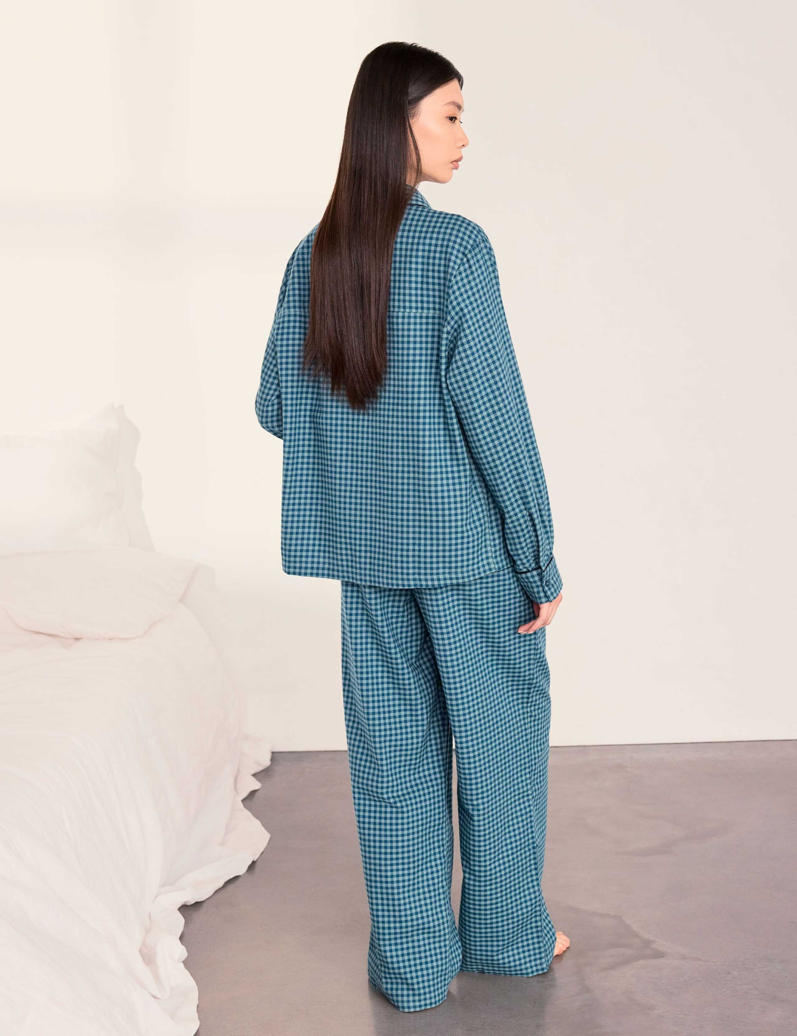 Pure Cotton Flannel Gingham Pyjama Set 4 of 6