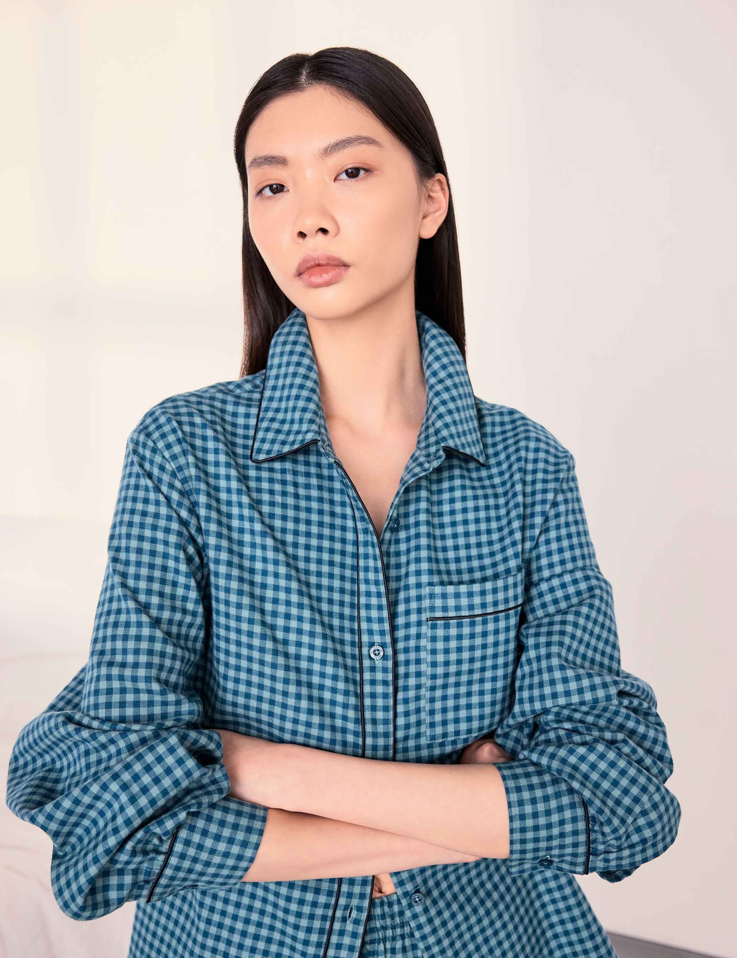 Pure Cotton Flannel Gingham Pyjama Set 5 of 6