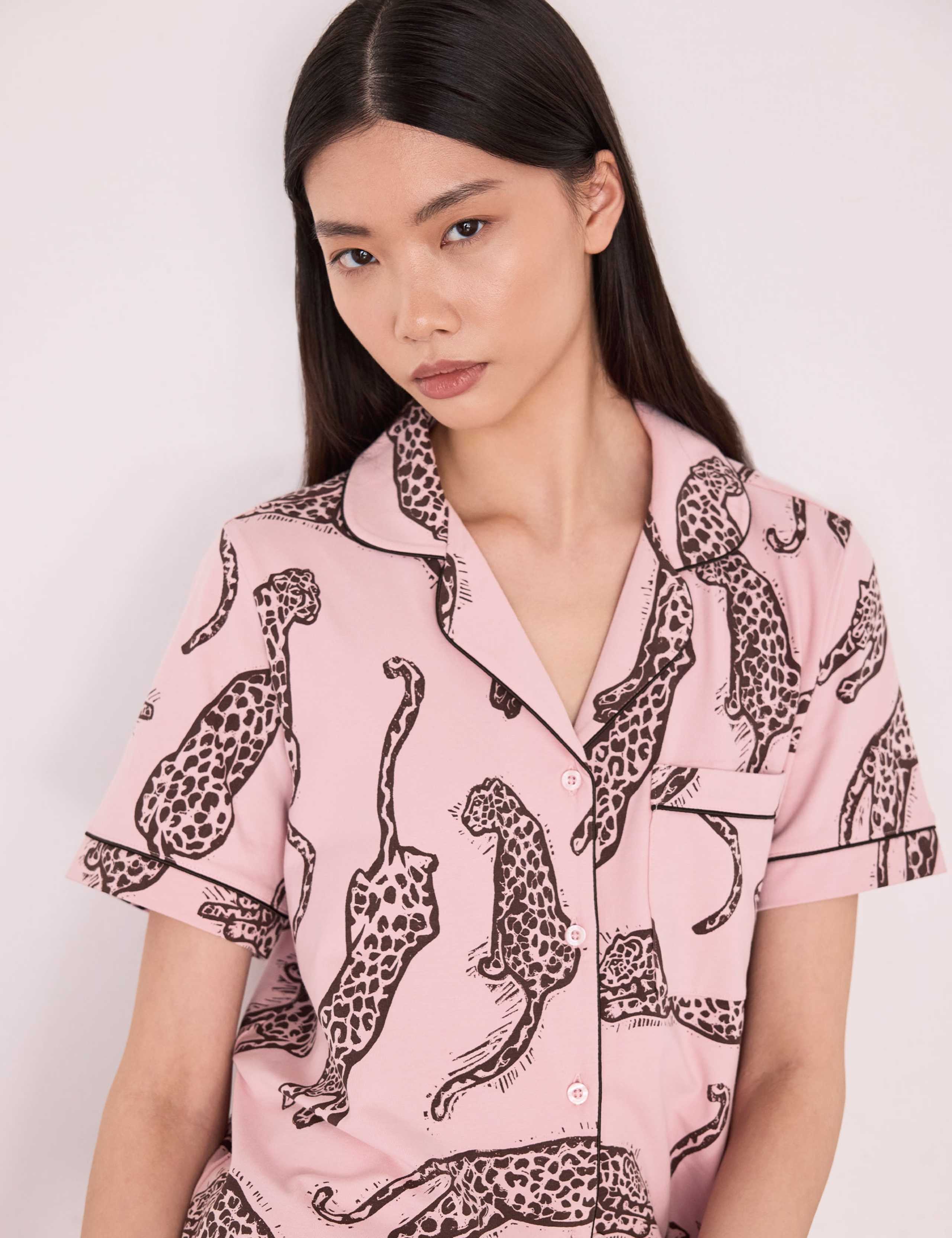 Cotton Rich Leopard Print Revere Shortie Set 6 of 6