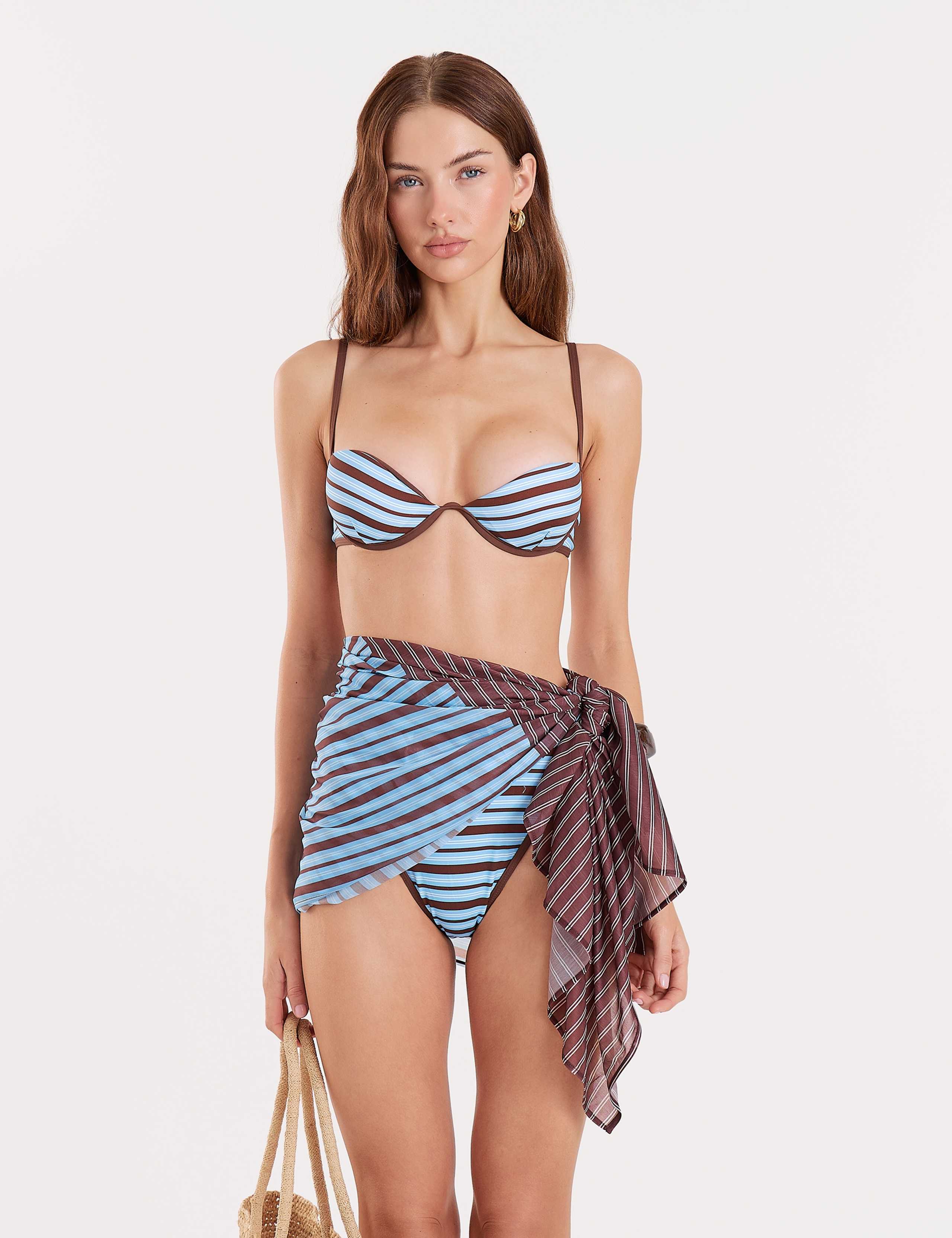 Striped Beach Cover Up Sarong 2 of 6