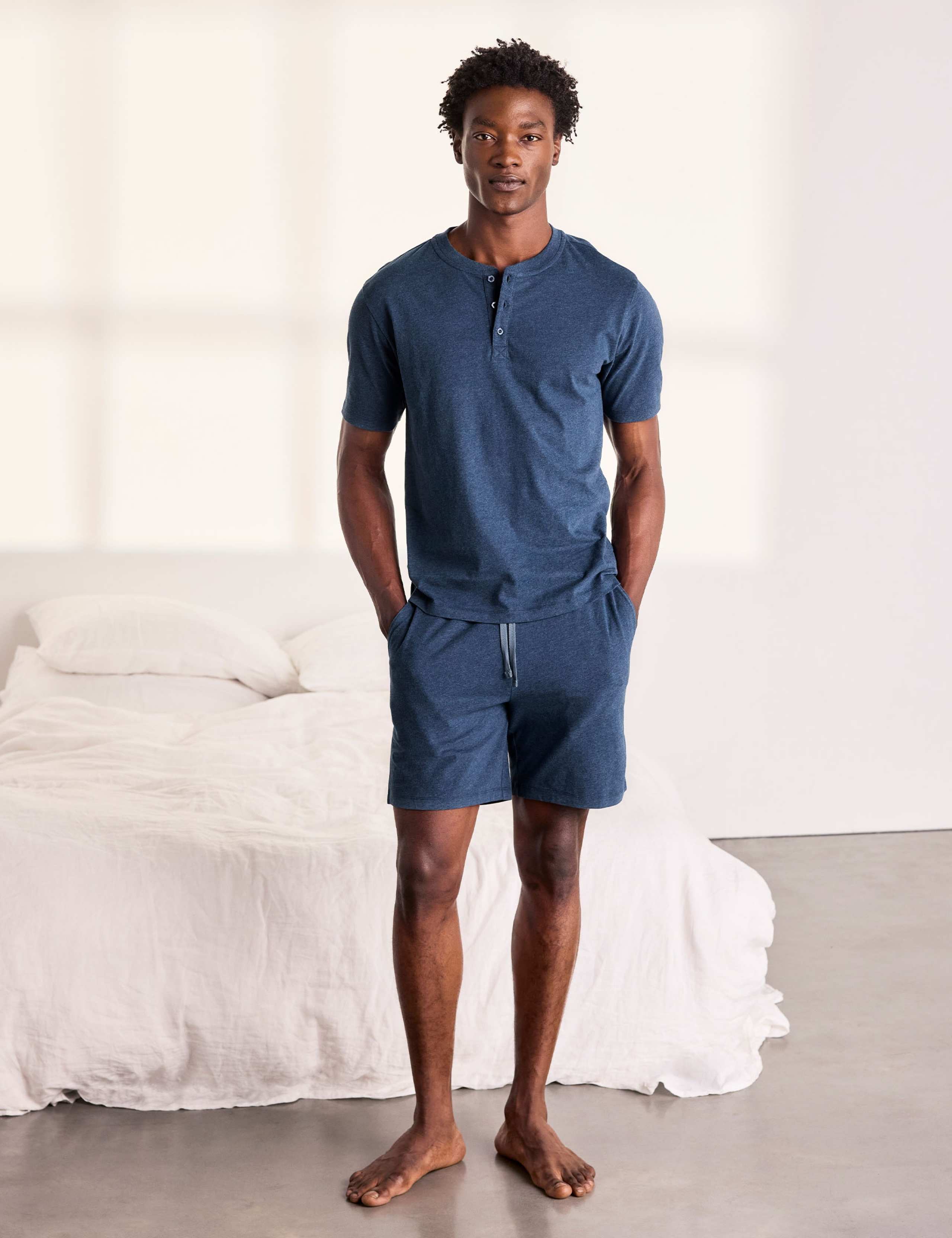 Pure Cotton Marl Henley Top Pyjama Set 3 of 6
