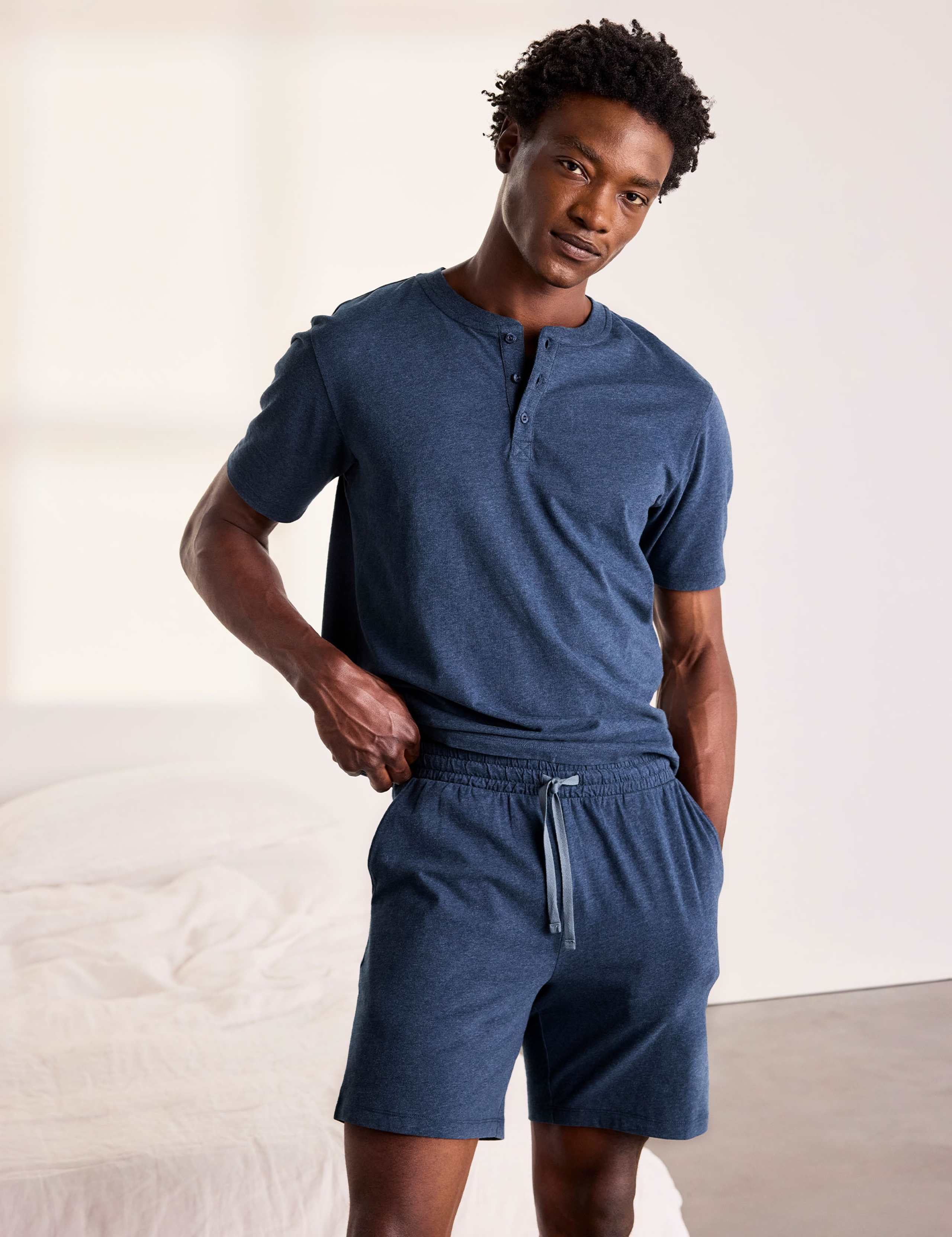 Pure Cotton Marl Henley Top Pyjama Set 6 of 6