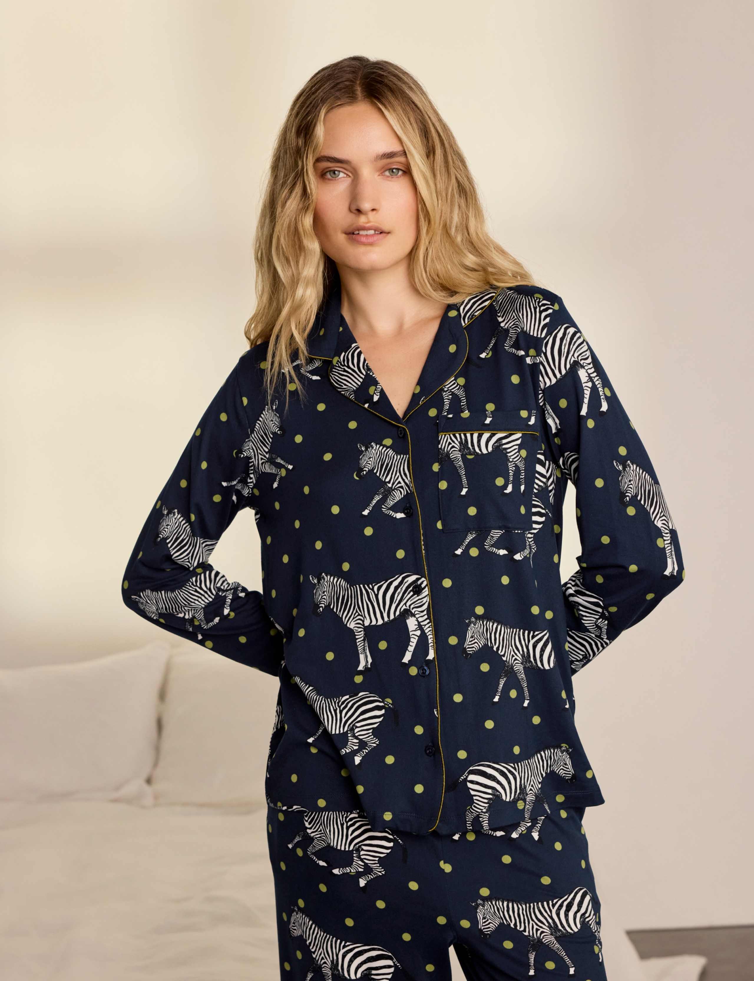 Jersey Zebra Spot Print Revere Pyjama Set 3 of 9