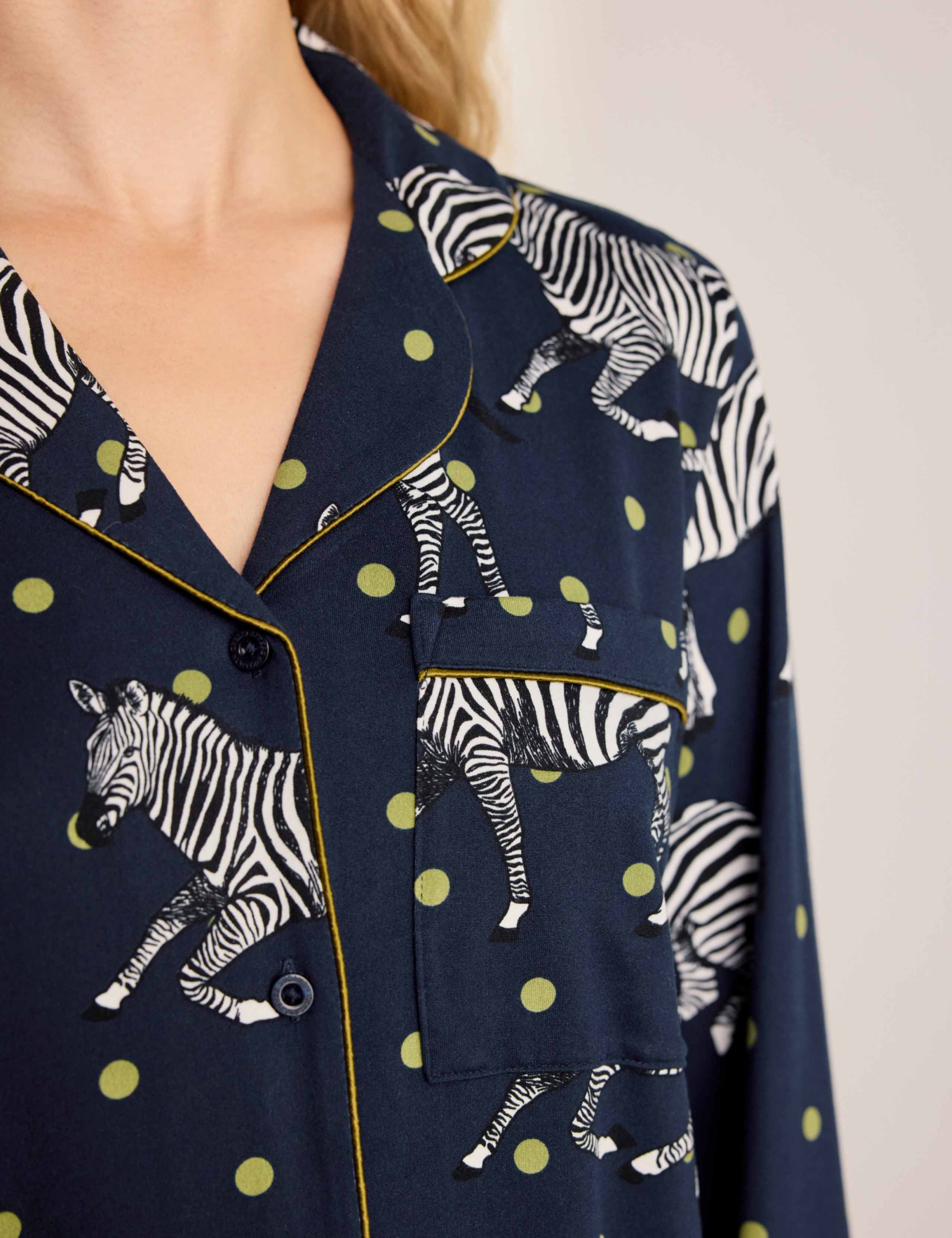 Jersey Zebra Spot Print Revere Pyjama Set 7 of 9