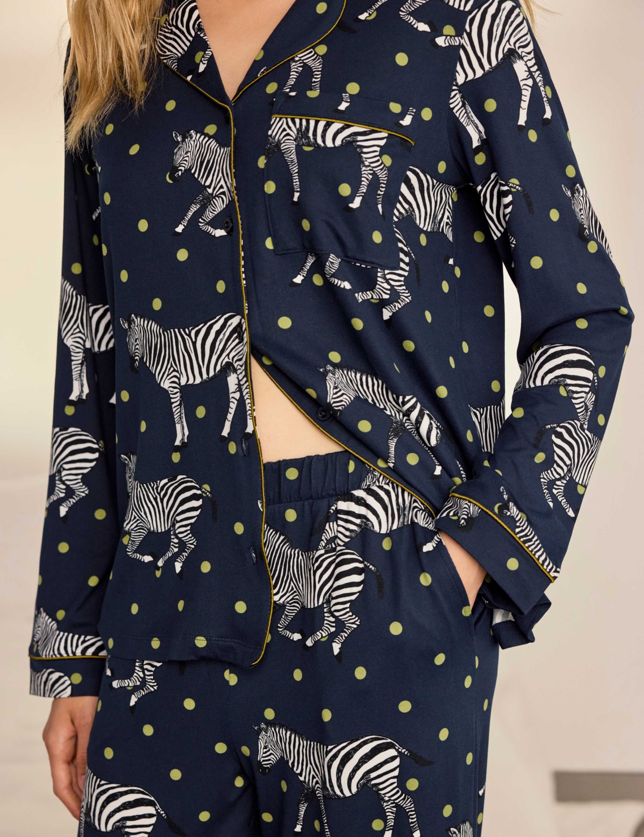 Jersey Zebra Spot Print Revere Pyjama Set 8 of 9