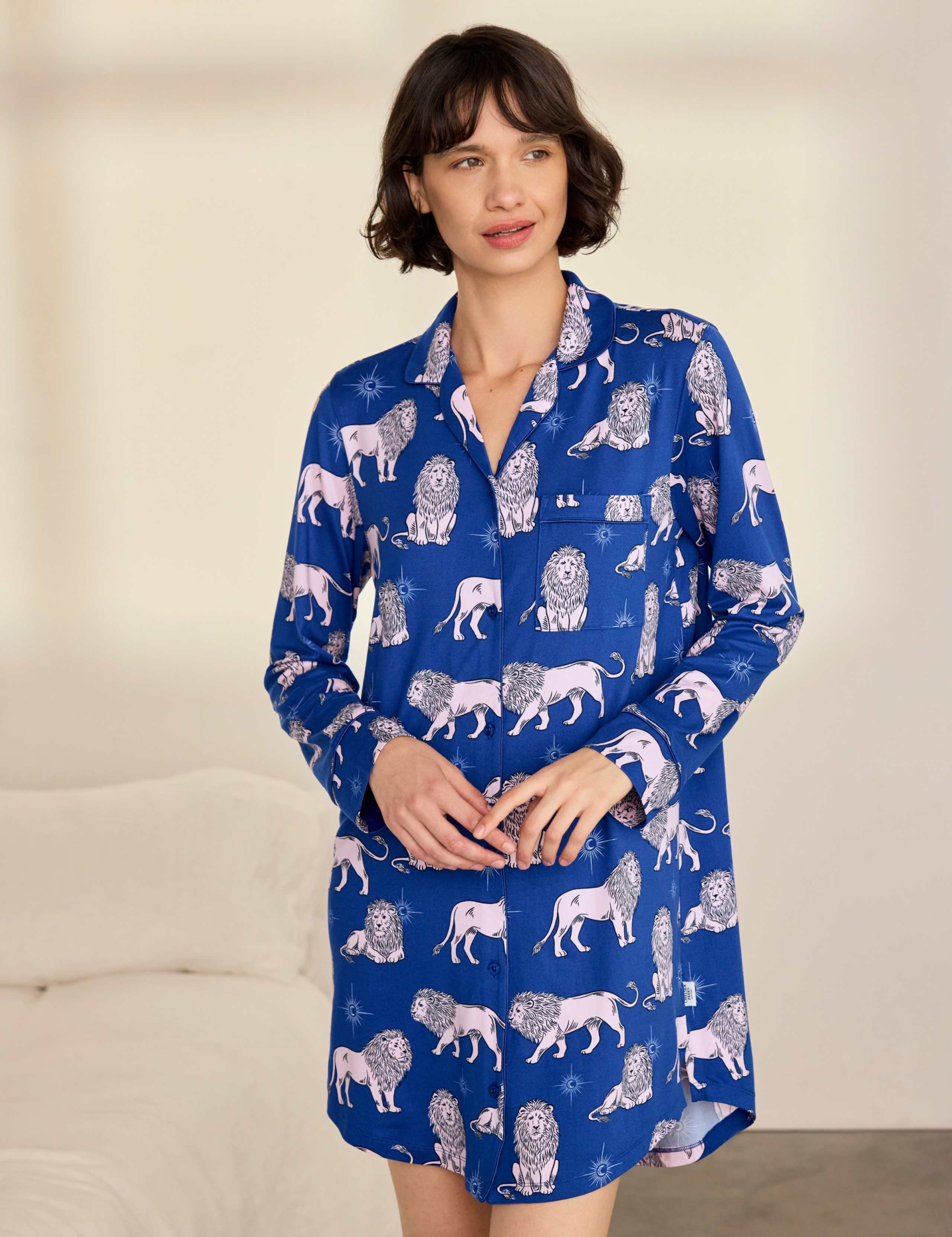 Button Front Long Sleeve Night Shirt 4 of 9