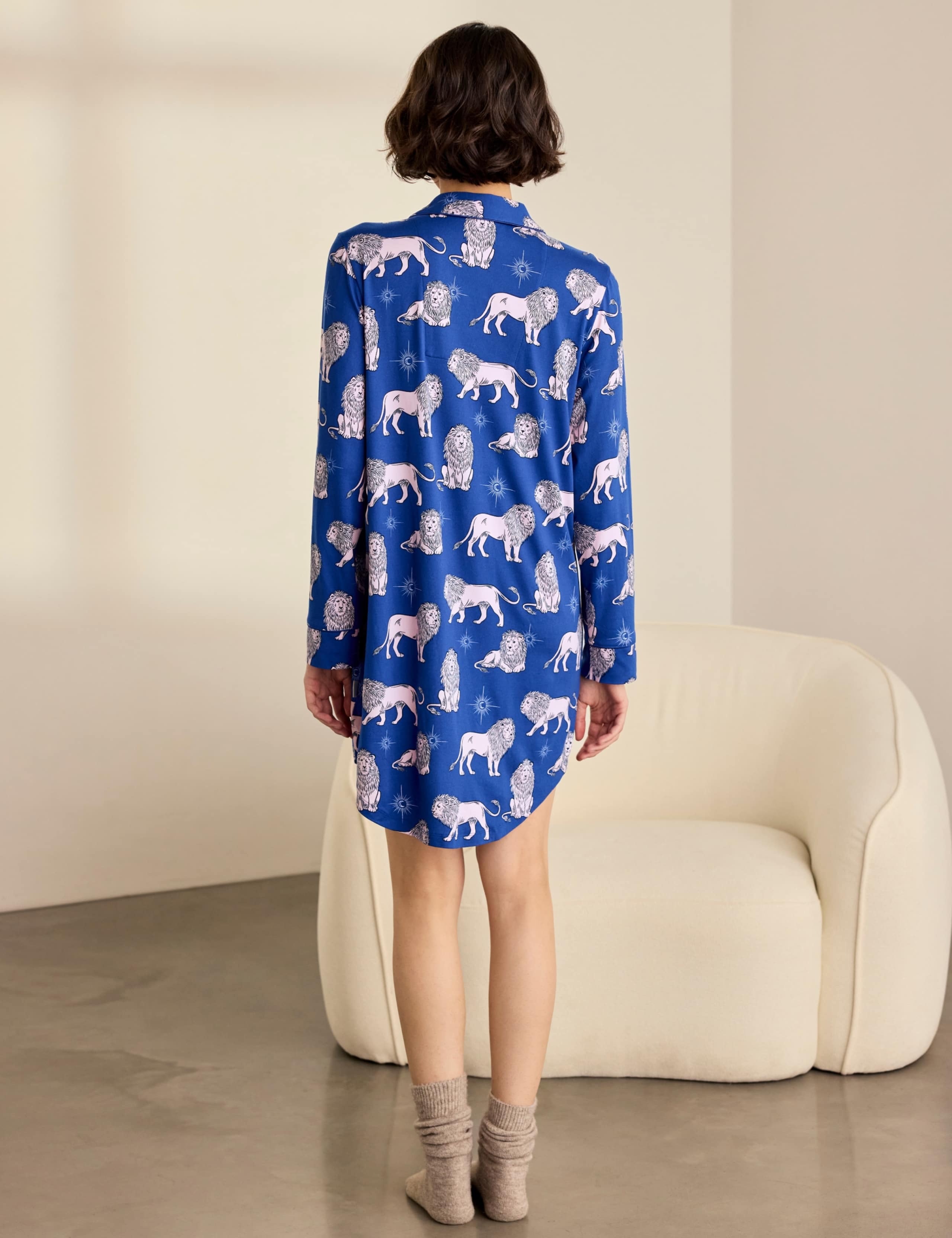 Button Front Long Sleeve Night Shirt 5 of 9