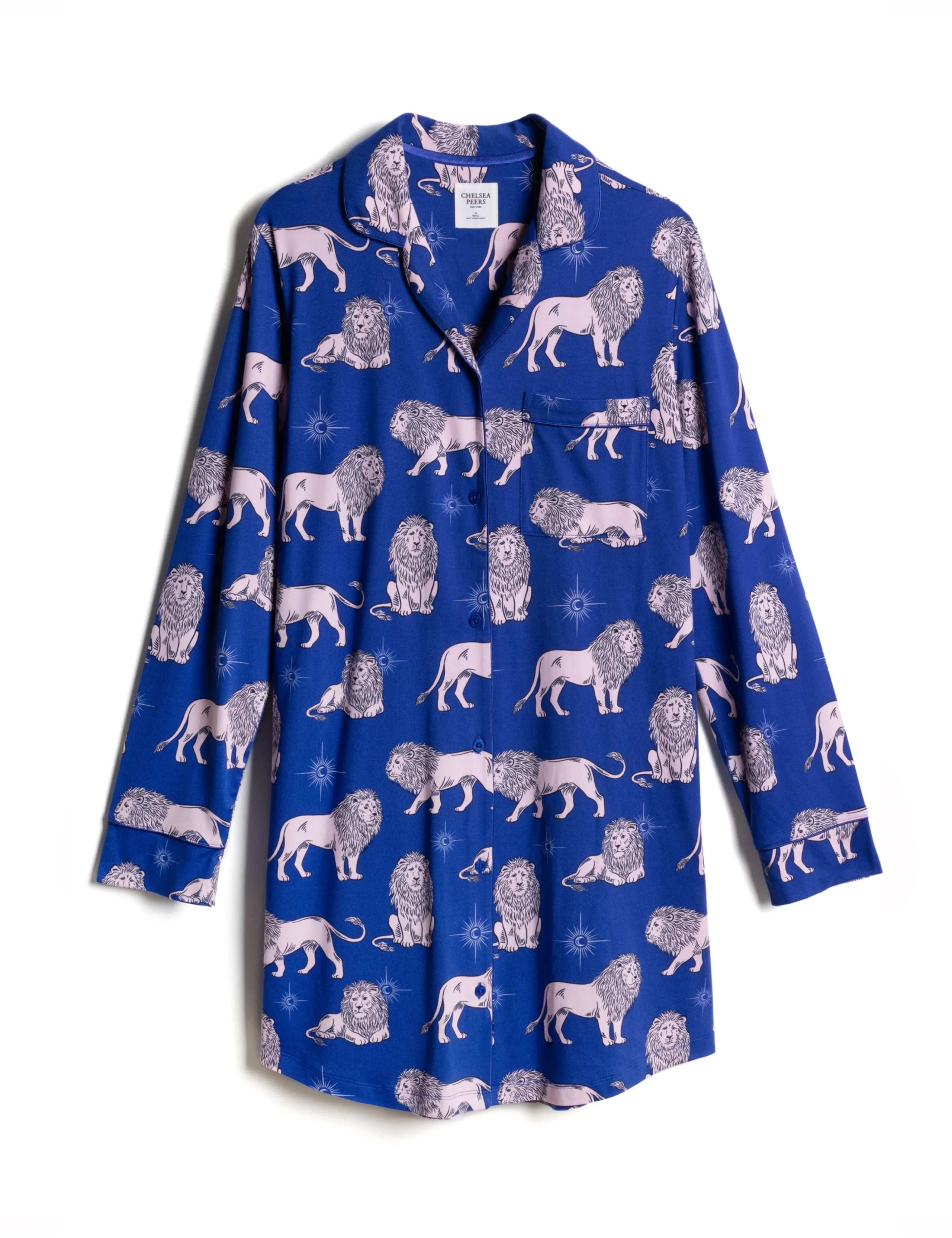Button Front Long Sleeve Night Shirt 2 of 9