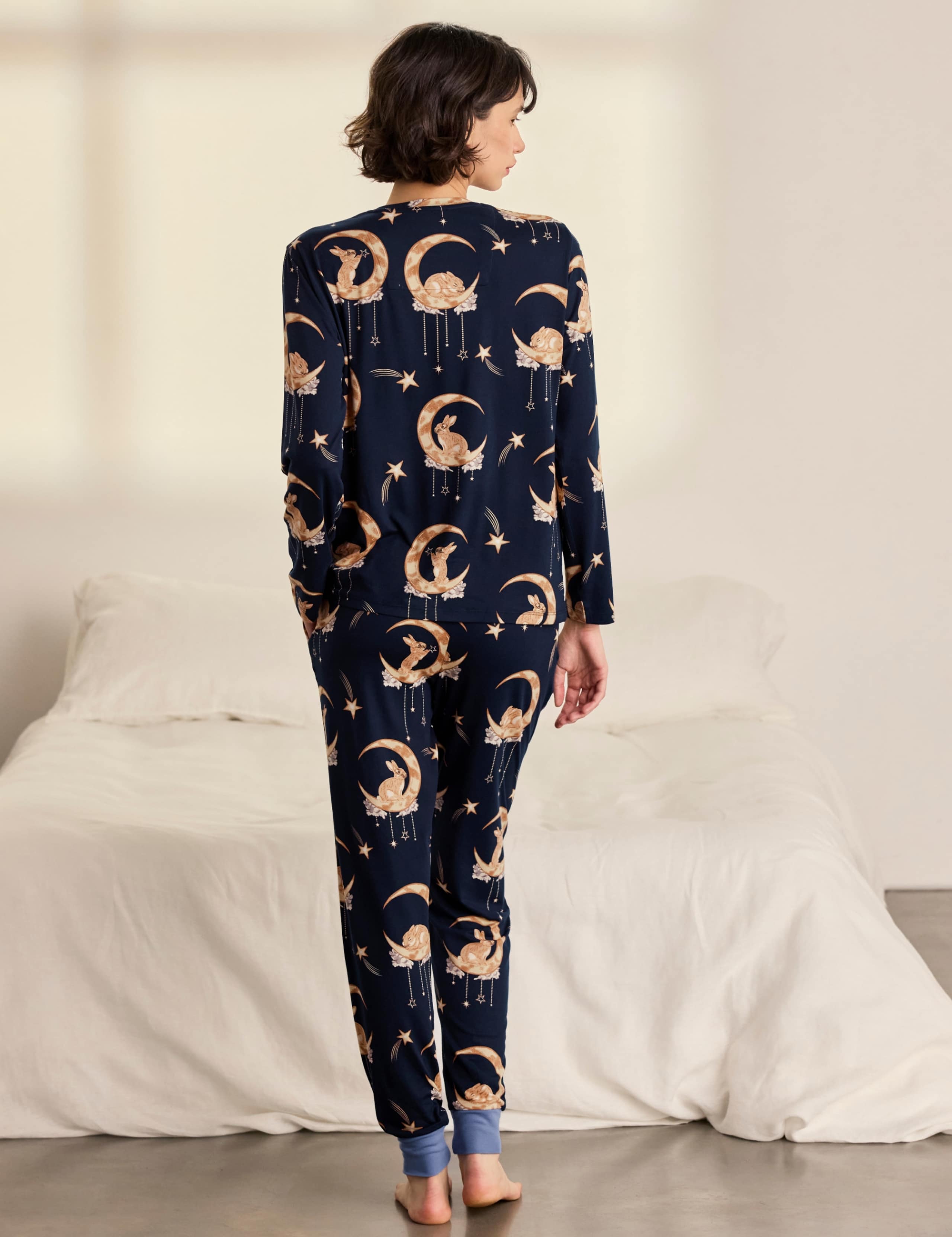Bunny On Moon Print Long Pyjama Set 5 of 8