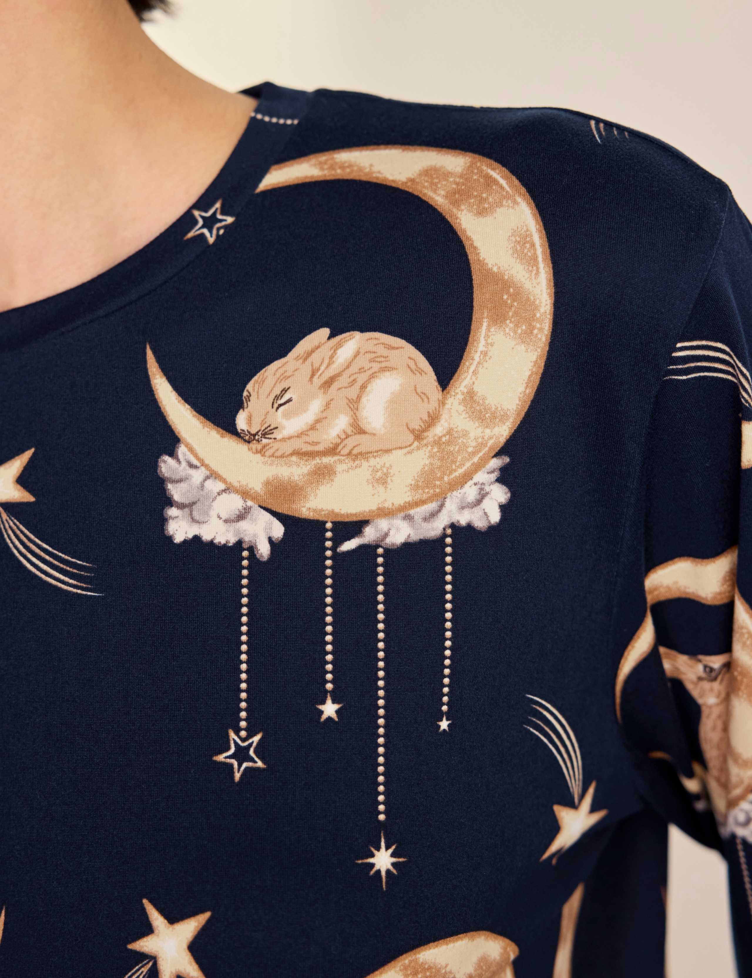 Bunny On Moon Print Long Pyjama Set 7 of 8