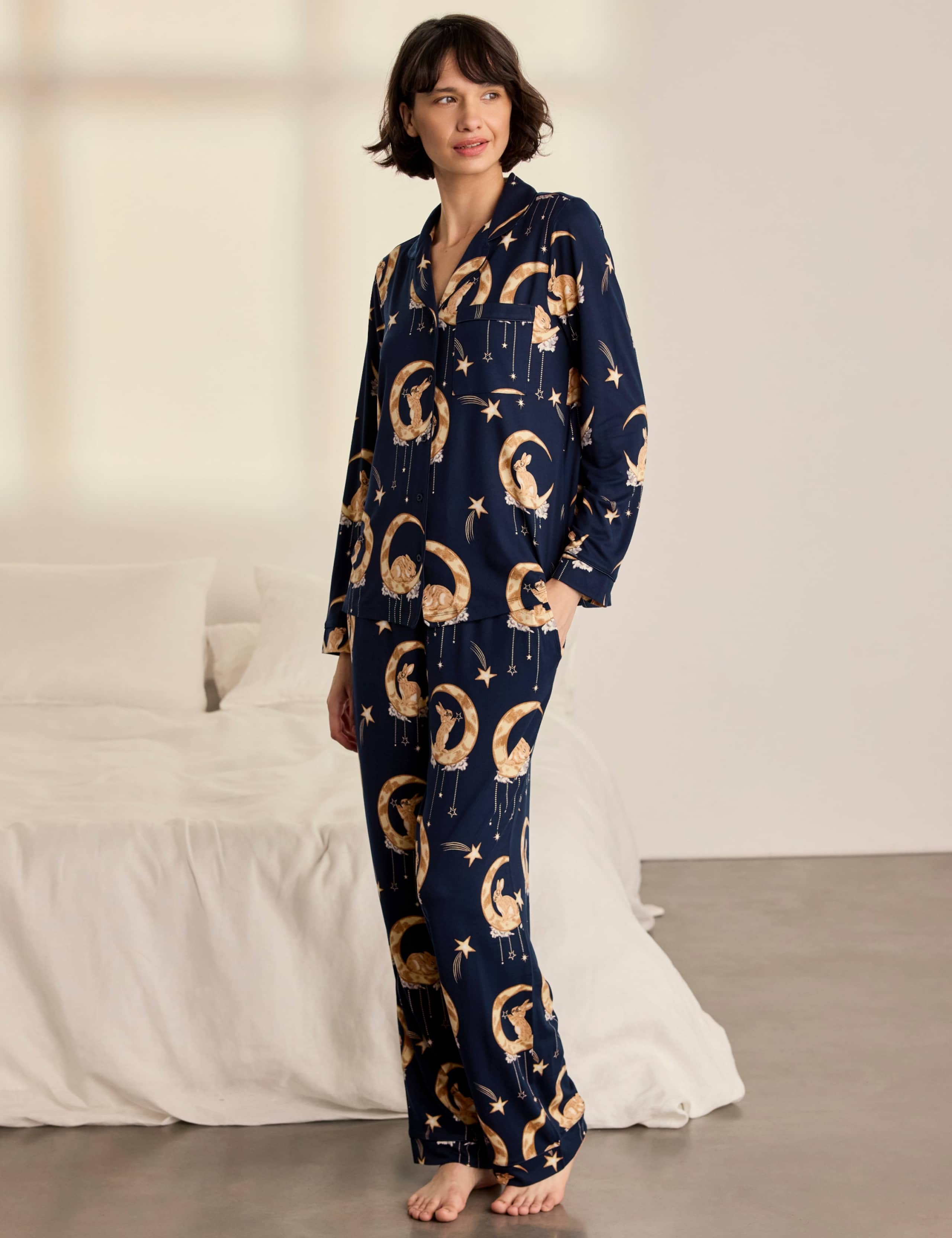 Lunar Bunny Button Front Long Sleeve Two Piece Pyjamas 4 of 7
