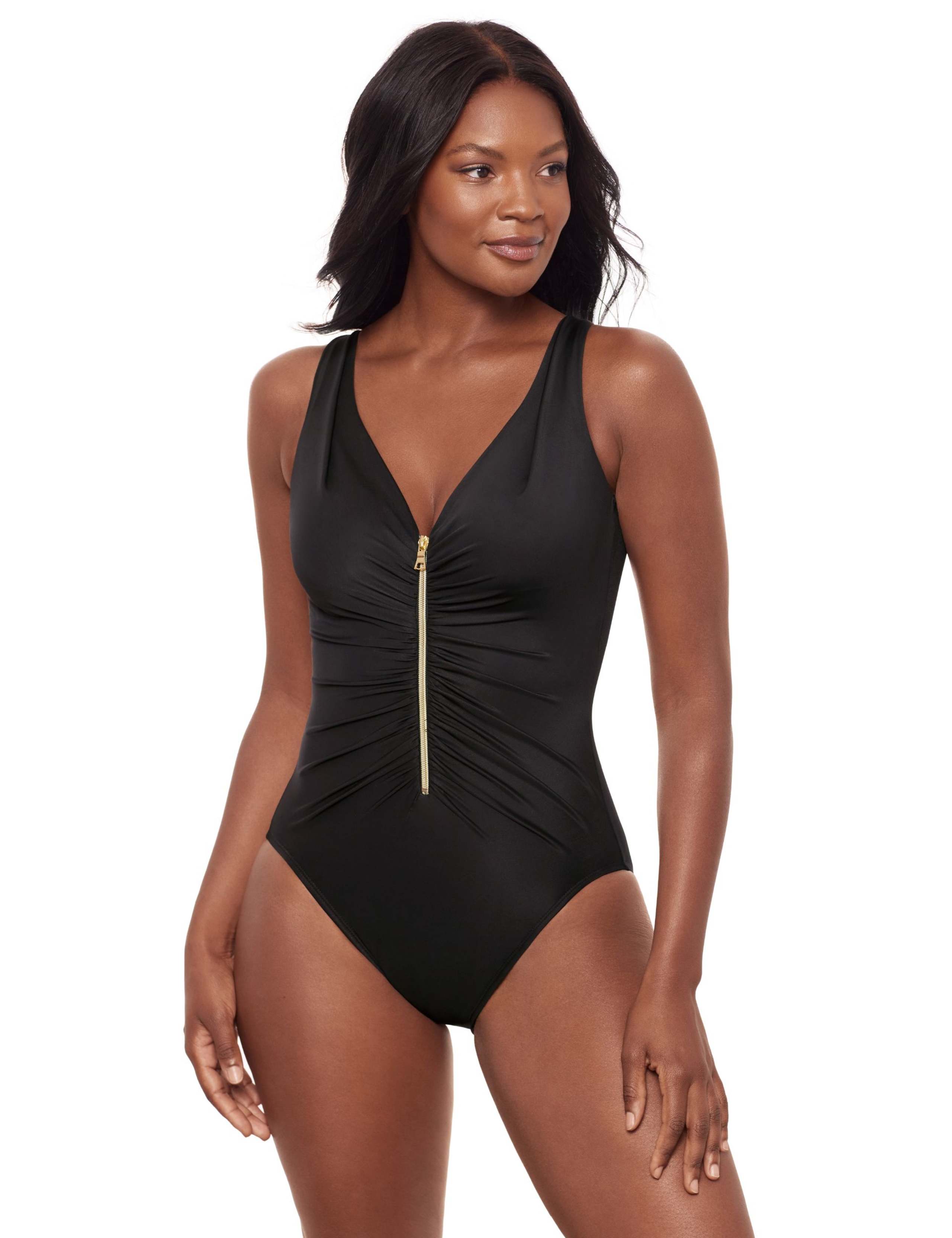 Firm Control Zip Up Ruched Swimsuit 4 of 5