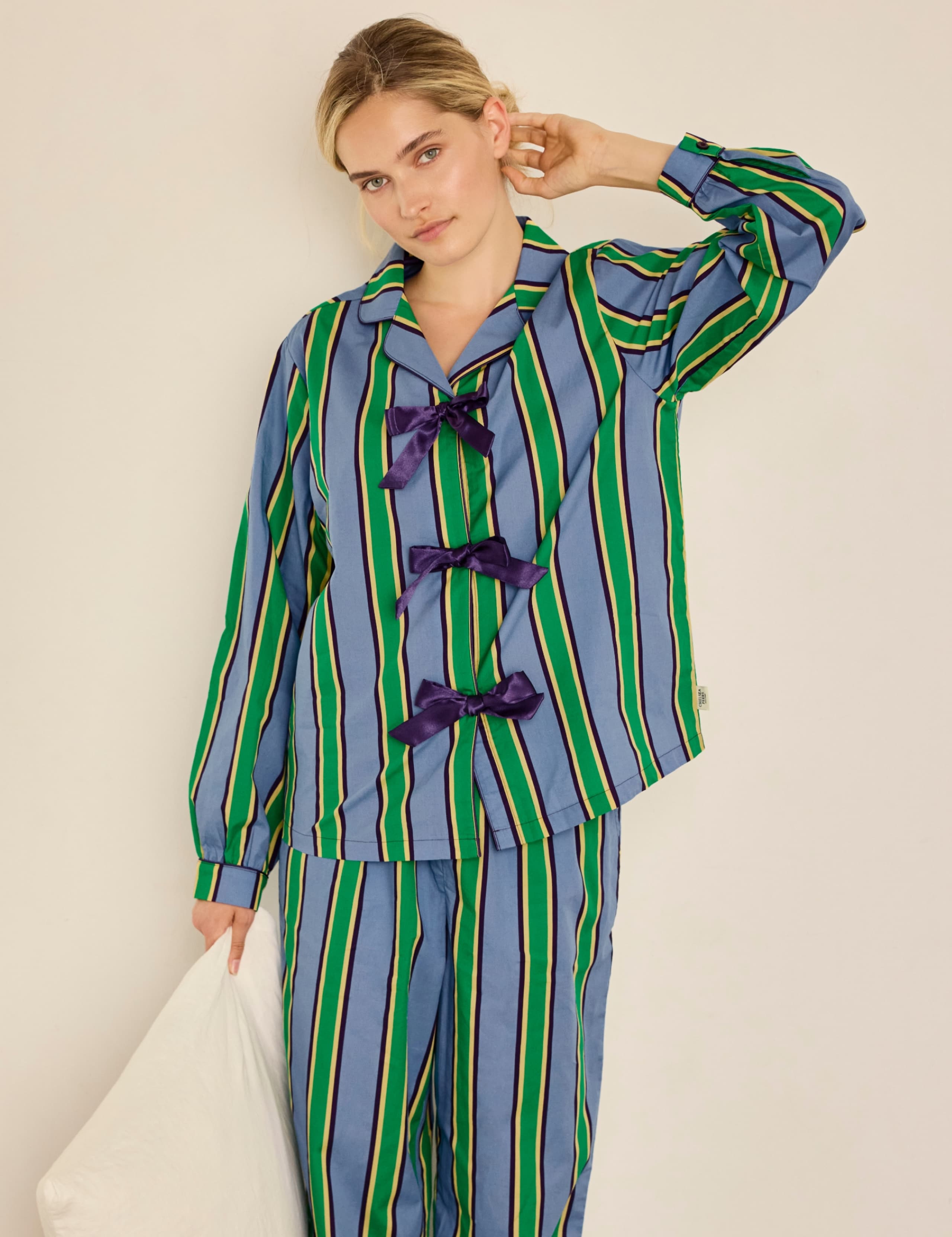 Pure Cotton Striped Long Pyjama Set 3 of 8