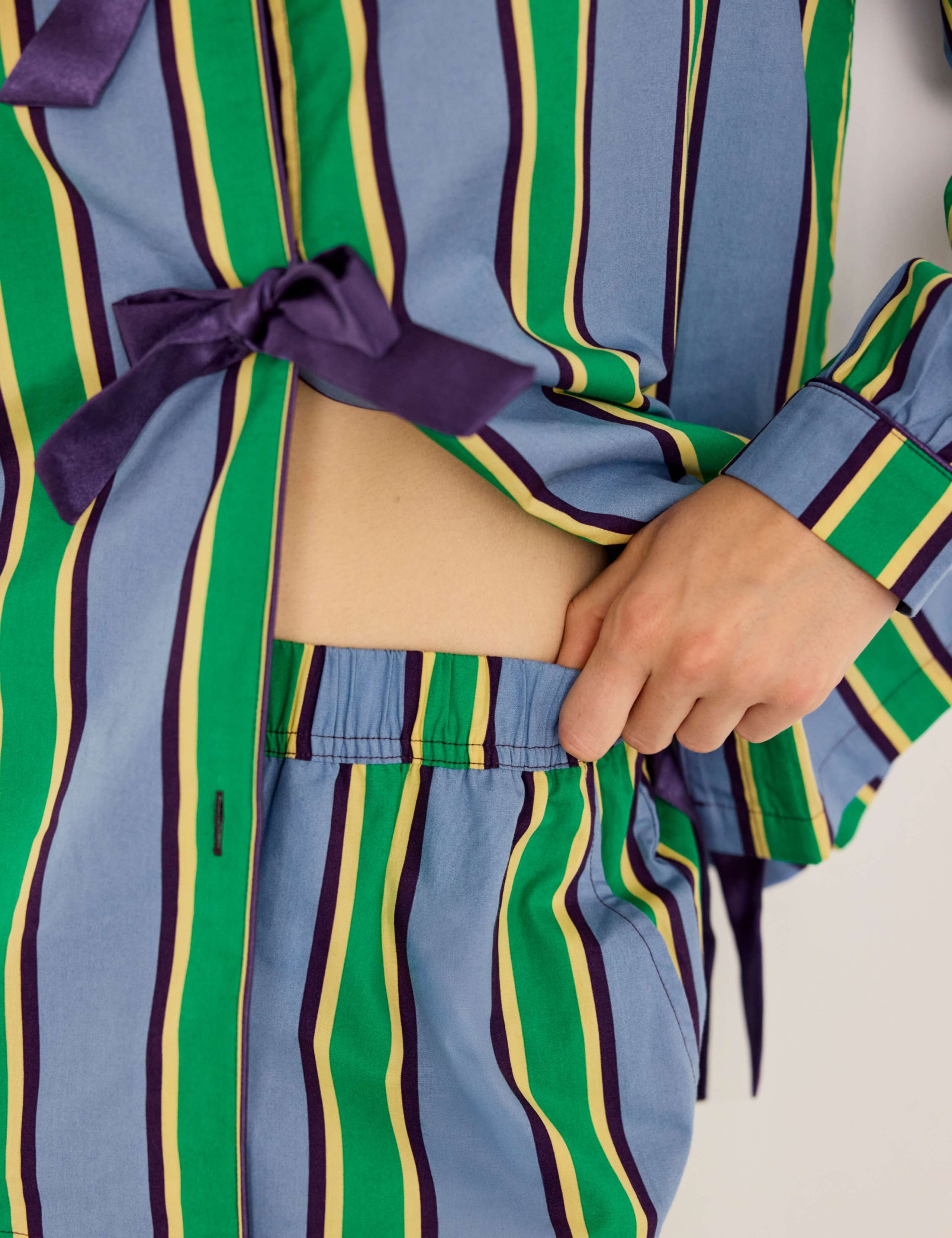 Pure Cotton Striped Long Pyjama Set 7 of 8