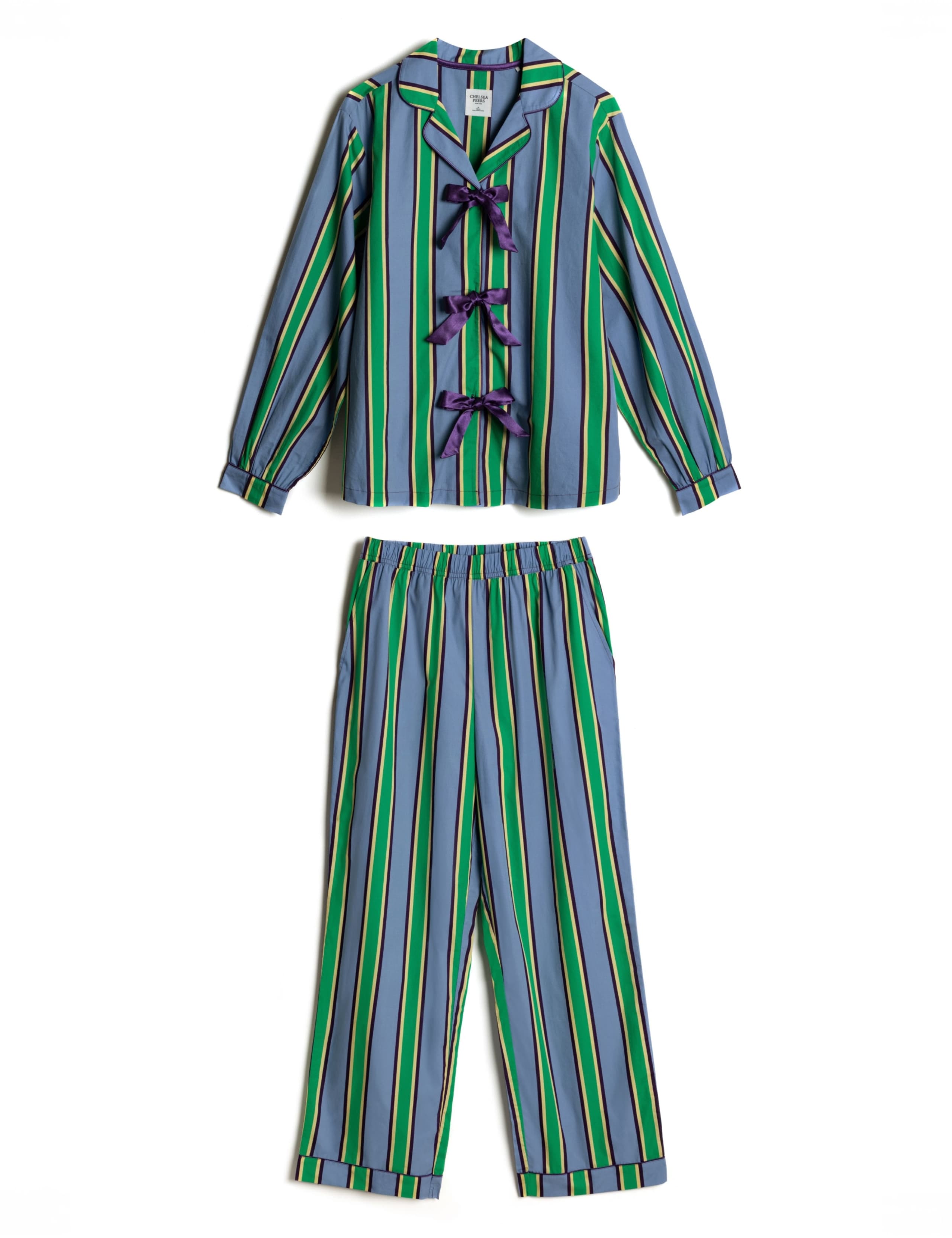 Pure Cotton Striped Long Pyjama Set 2 of 8