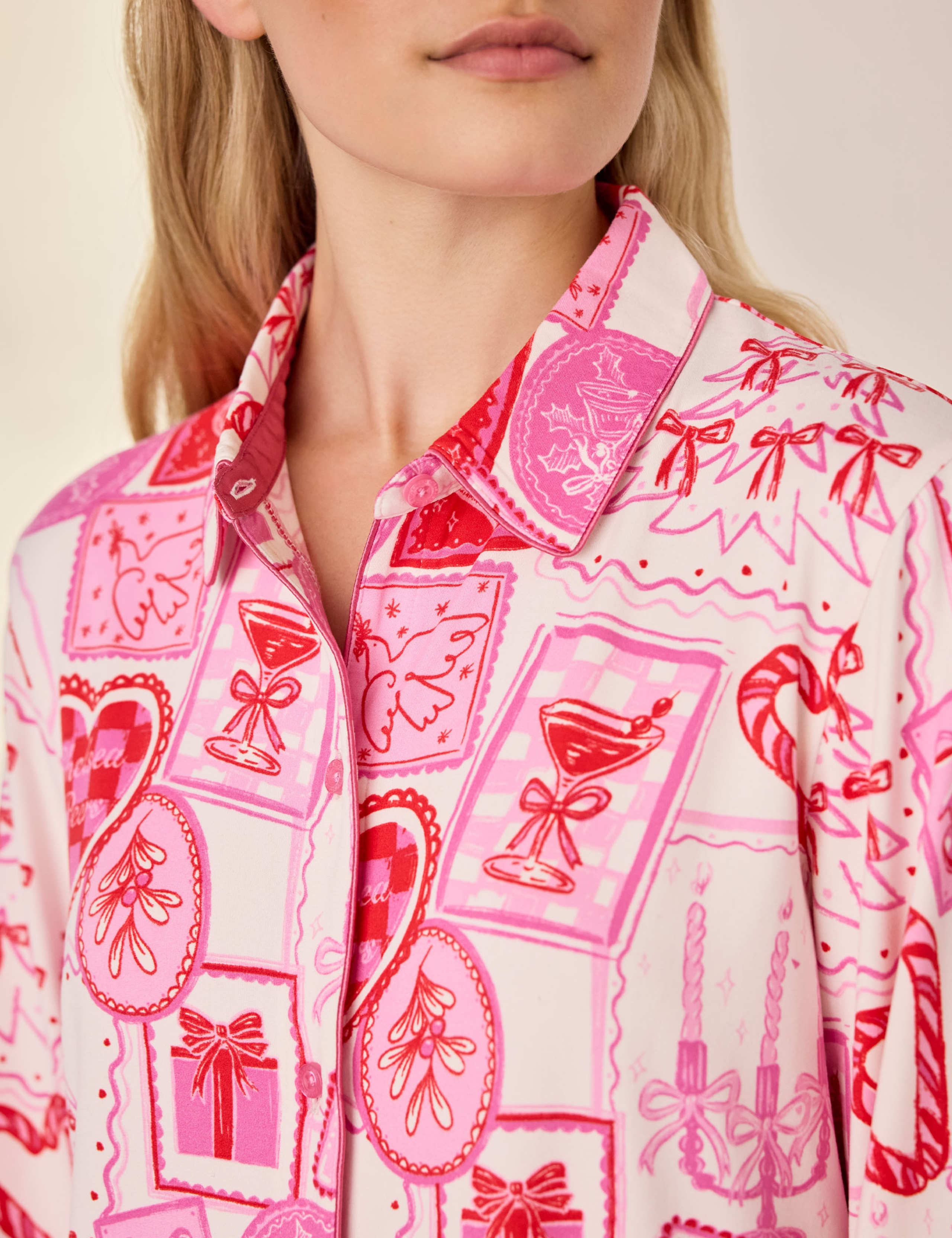 Christmas Print Long Pyjama Set 6 of 8