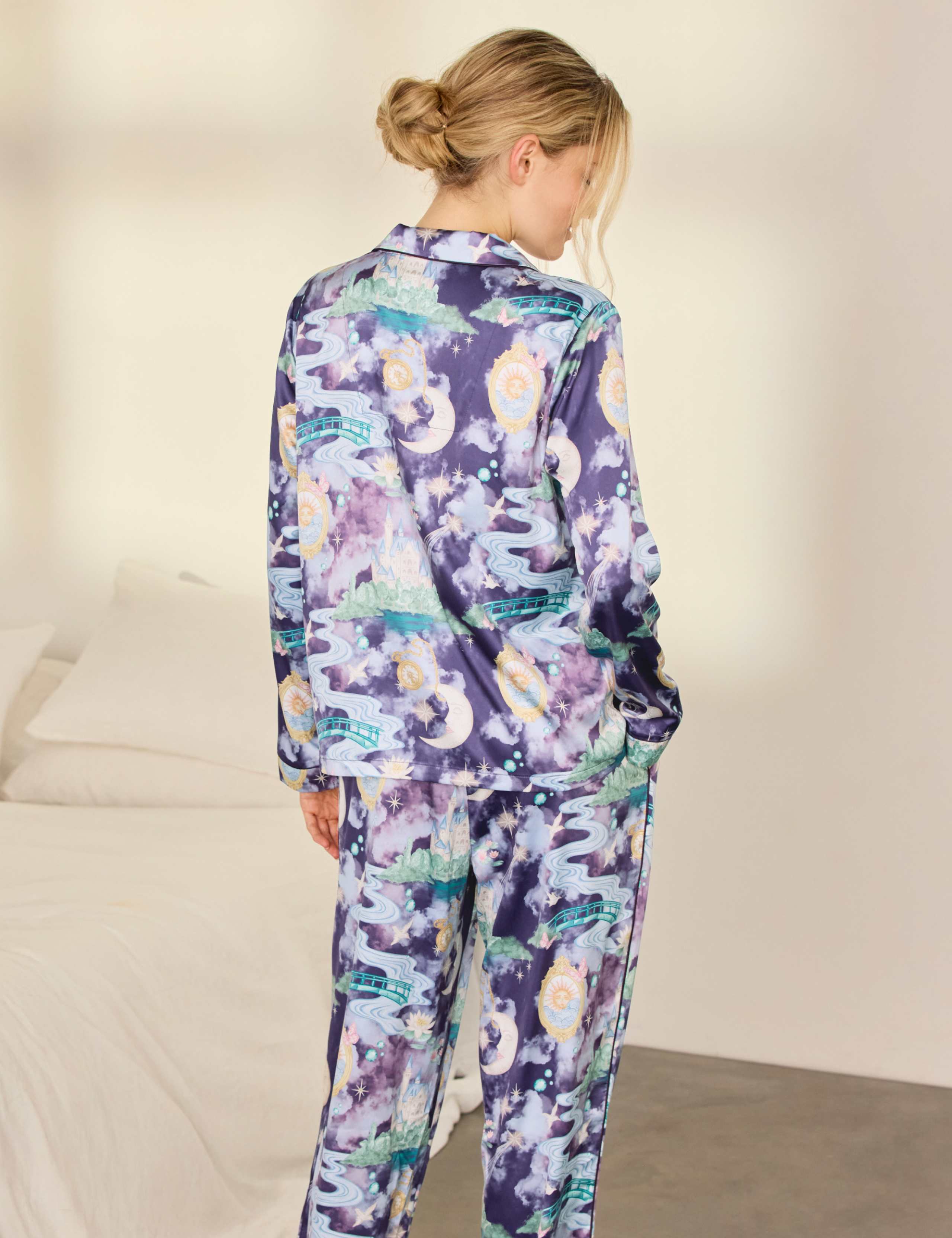 Satin Long Sleeve Two Piece Pyjama Set 5 of 8