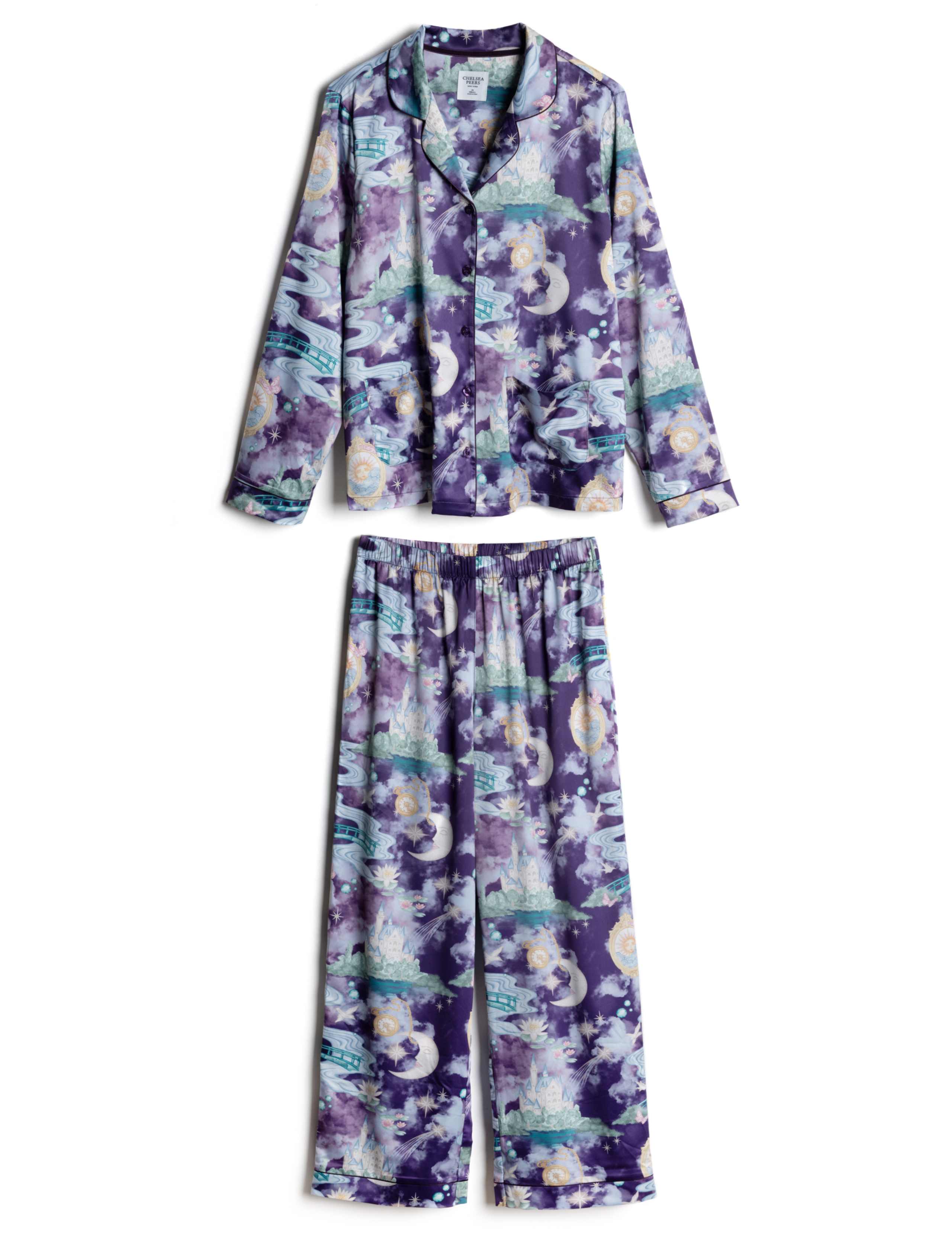 Satin Long Sleeve Two Piece Pyjama Set 2 of 8