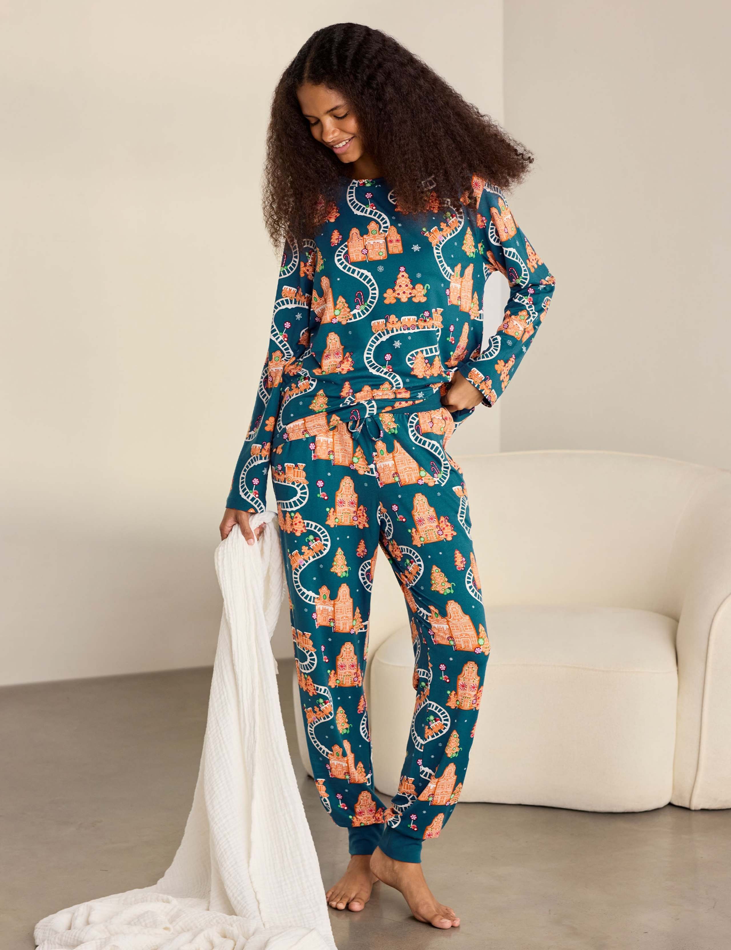 Christmas Print Long Pyjama Set 1 of 6