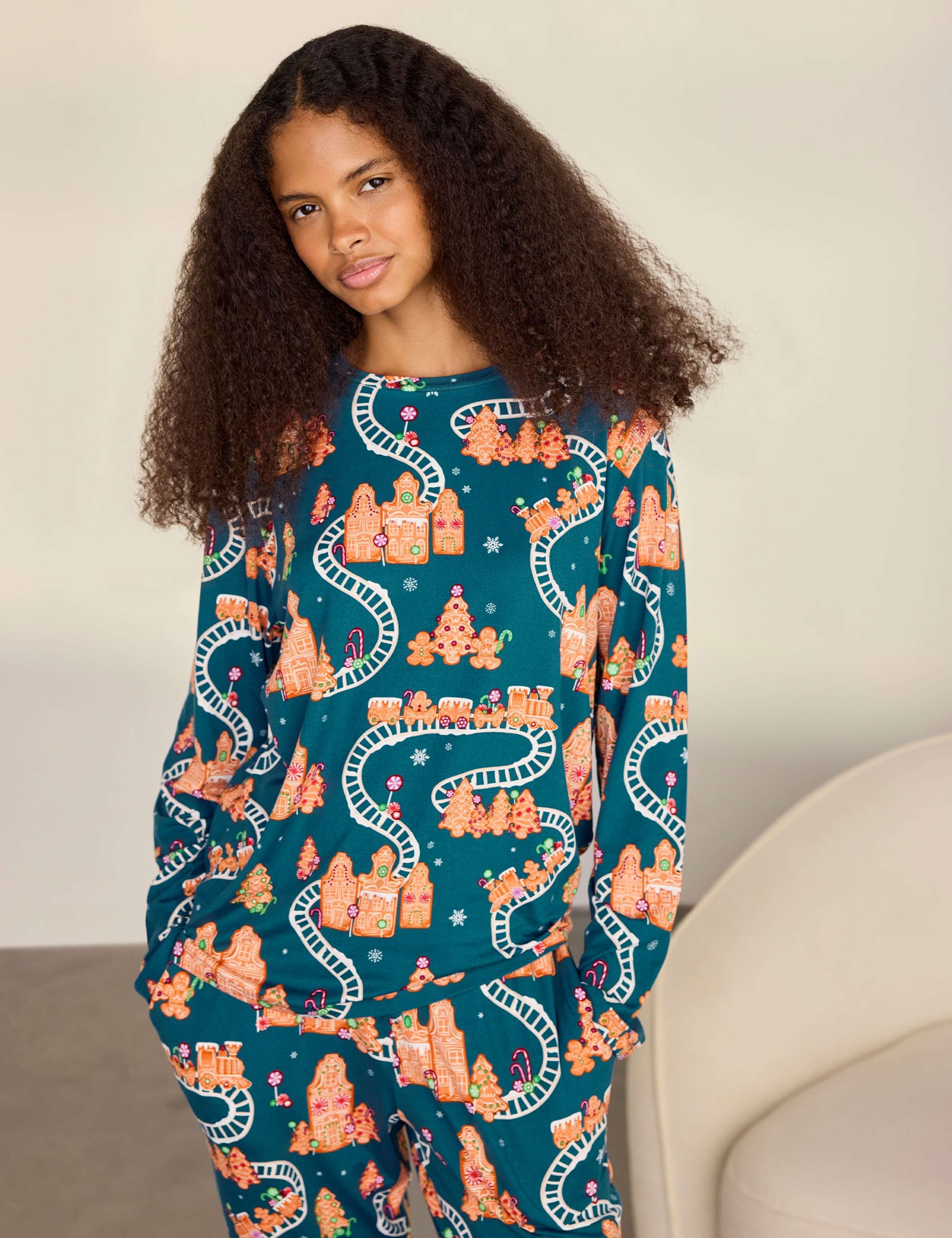 Christmas Print Long Pyjama Set 3 of 6
