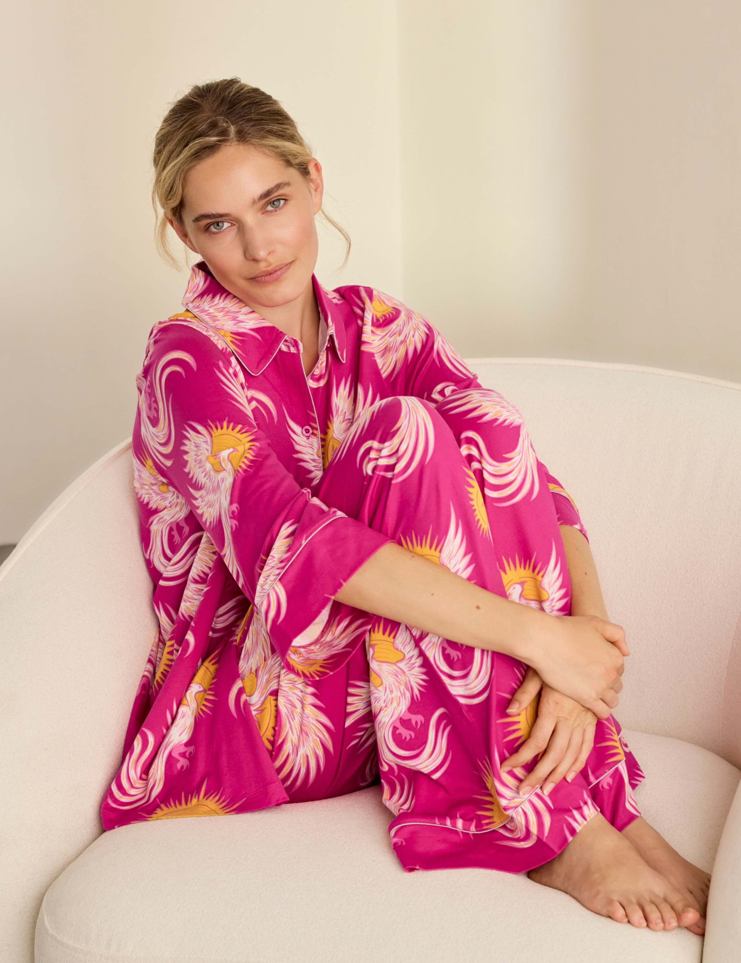 Two Piece Long Sleeve Solar Phoenix Button Pyjama Set 2 of 6