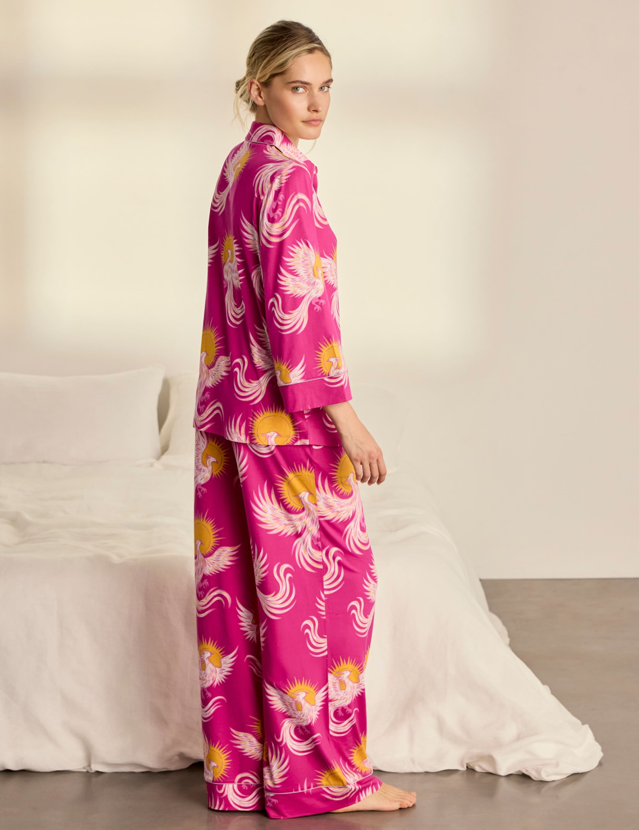 Two Piece Long Sleeve Solar Phoenix Button Pyjama Set 3 of 6