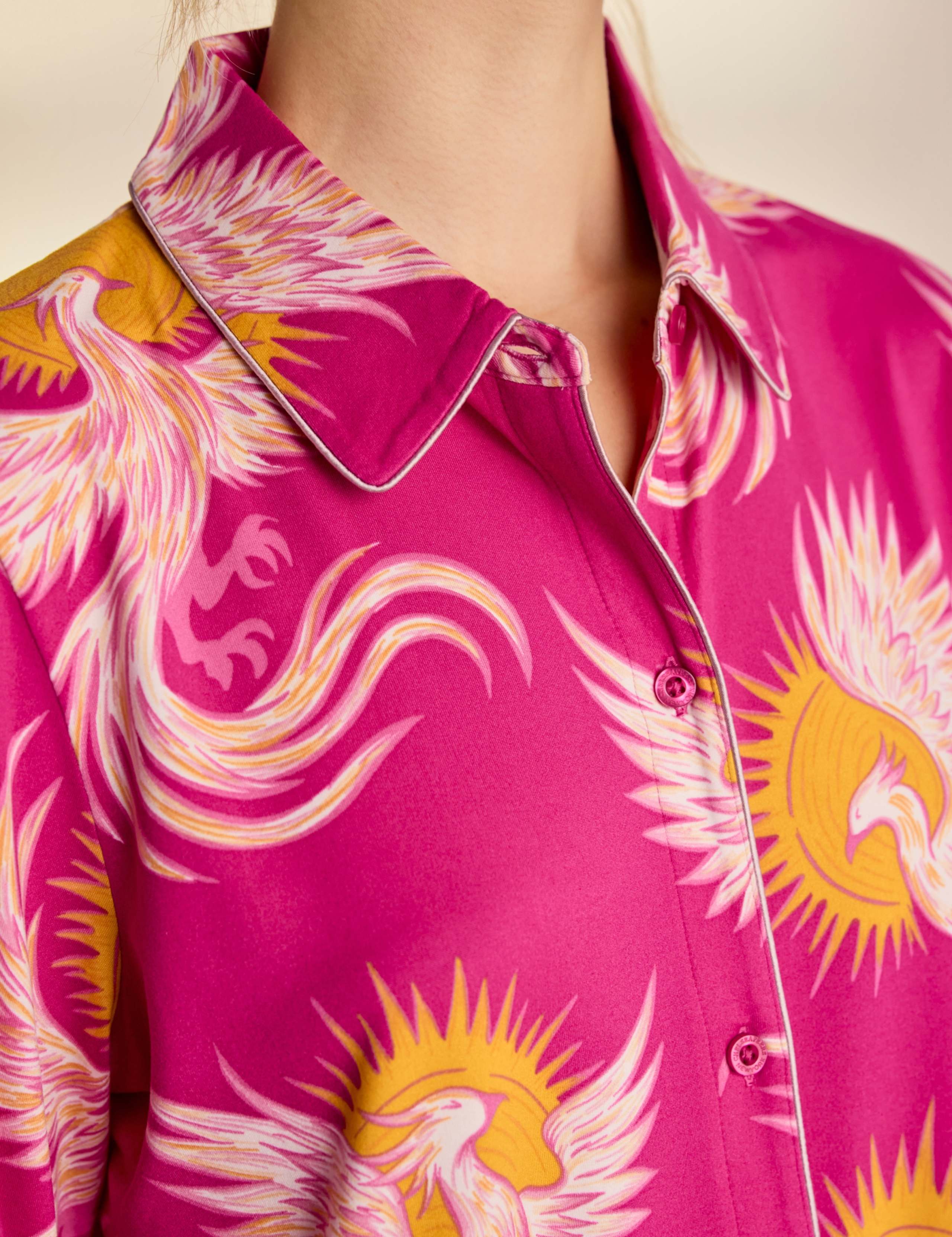 Two Piece Long Sleeve Solar Phoenix Button Pyjama Set 4 of 6