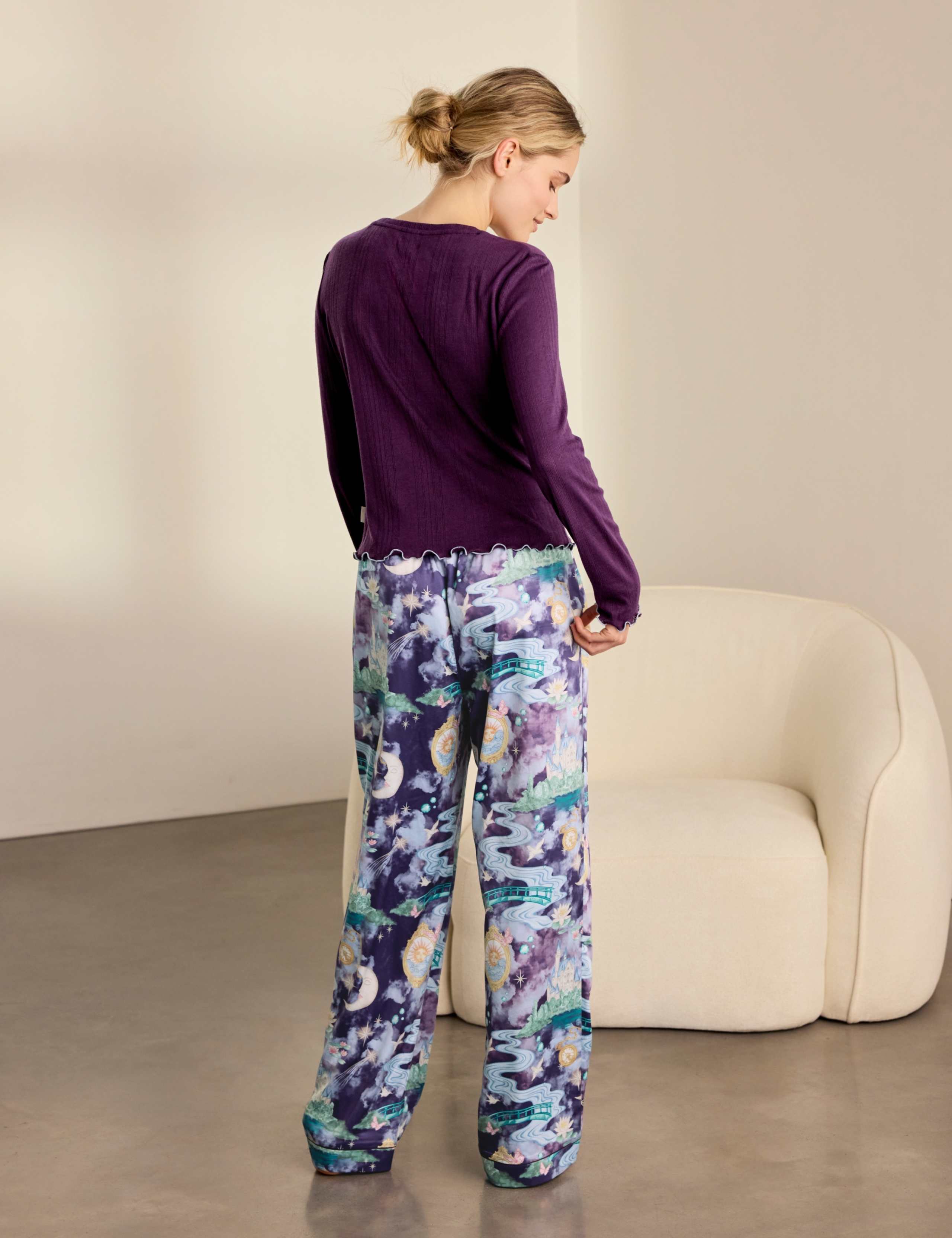Satin Fairy Tale Print Long Pyjama Set 2 of 6