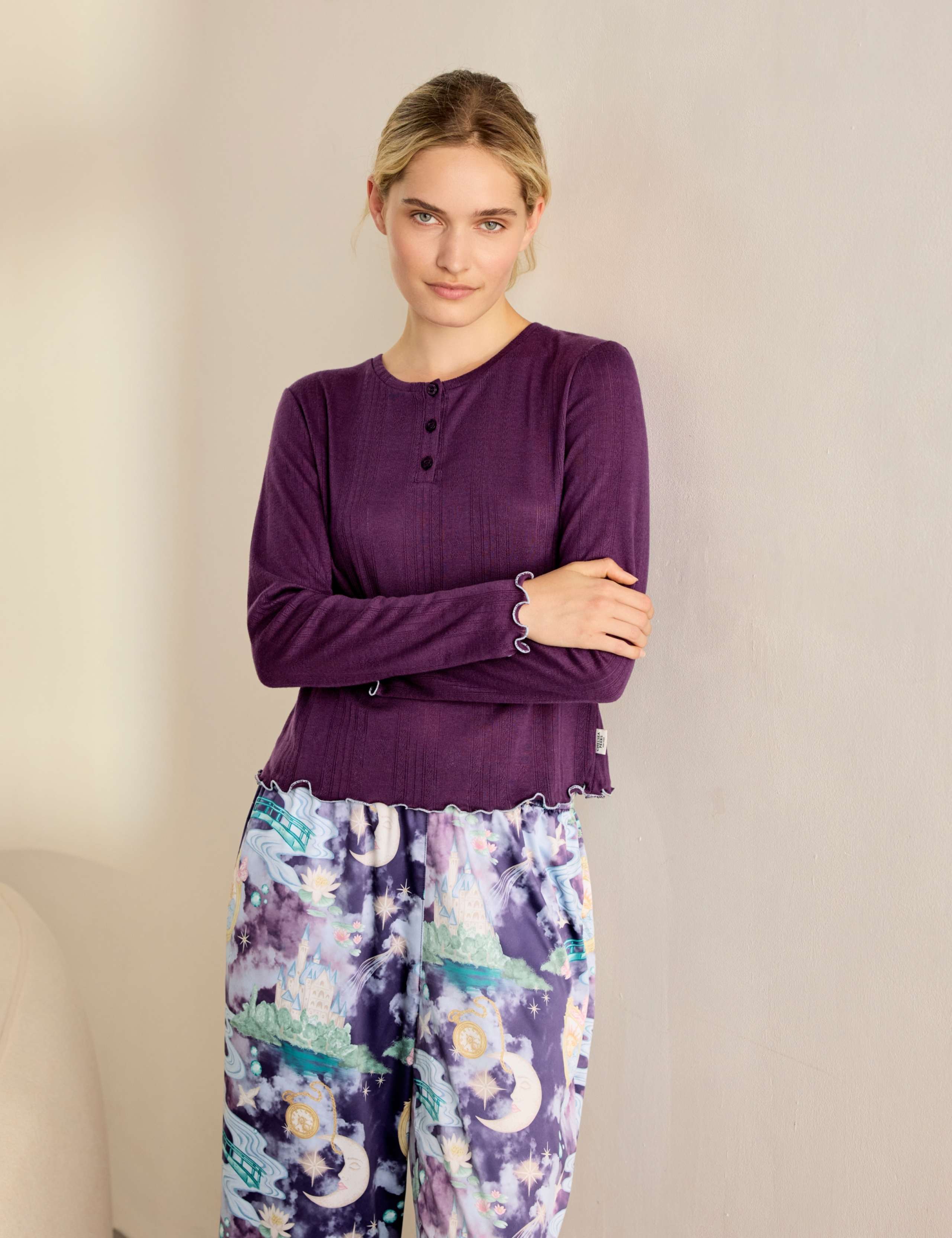 Satin Fairy Tale Print Long Pyjama Set 3 of 6