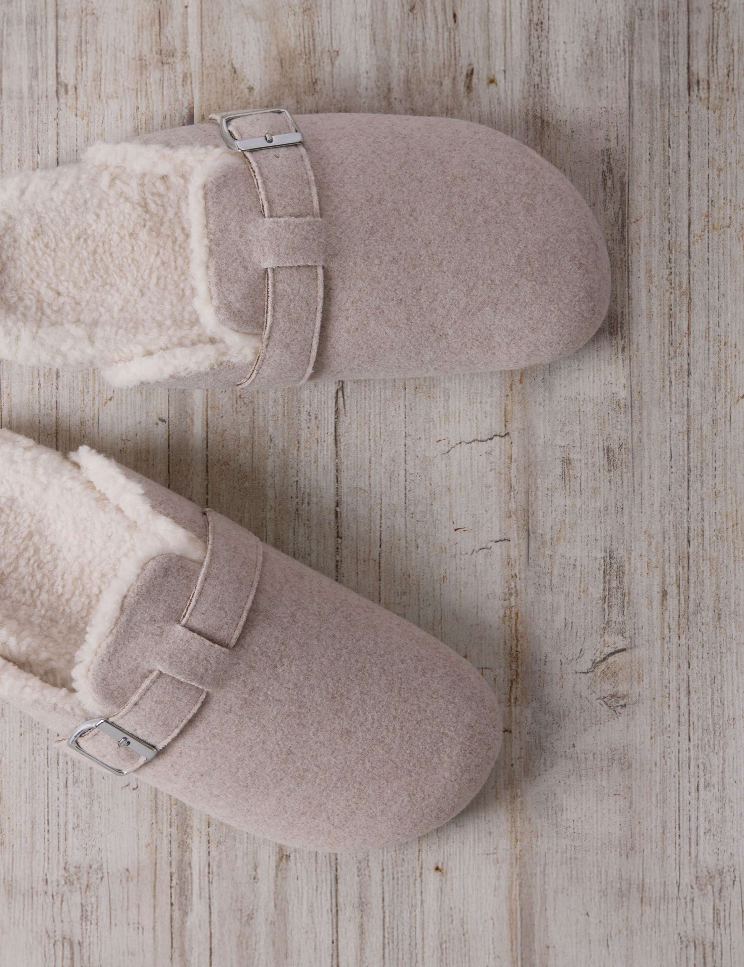 Felt Mule Slippers with Shearling Lining 2 of 5