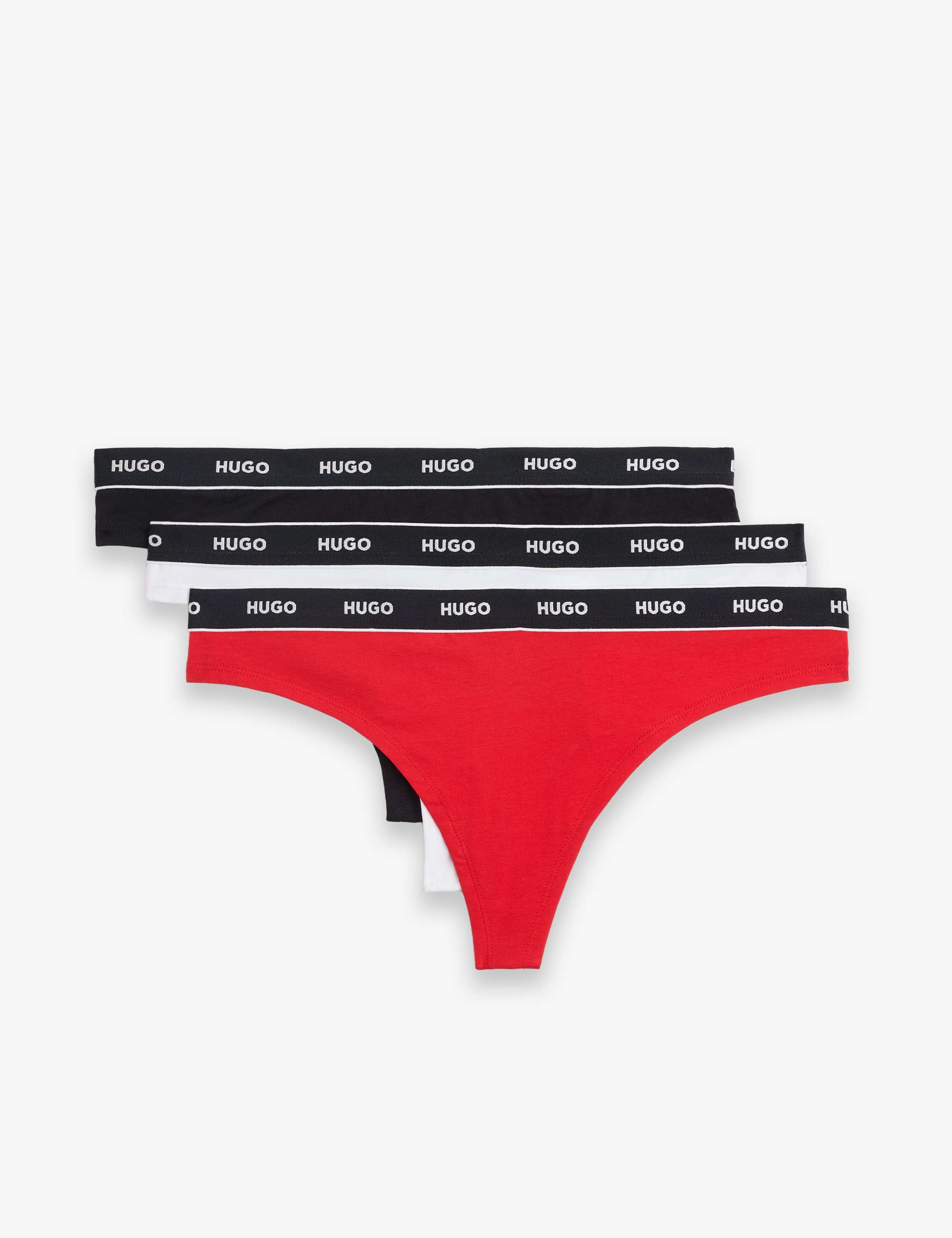 3 Pack Cotton Rich Logo Waistband Thongs 1 of 2