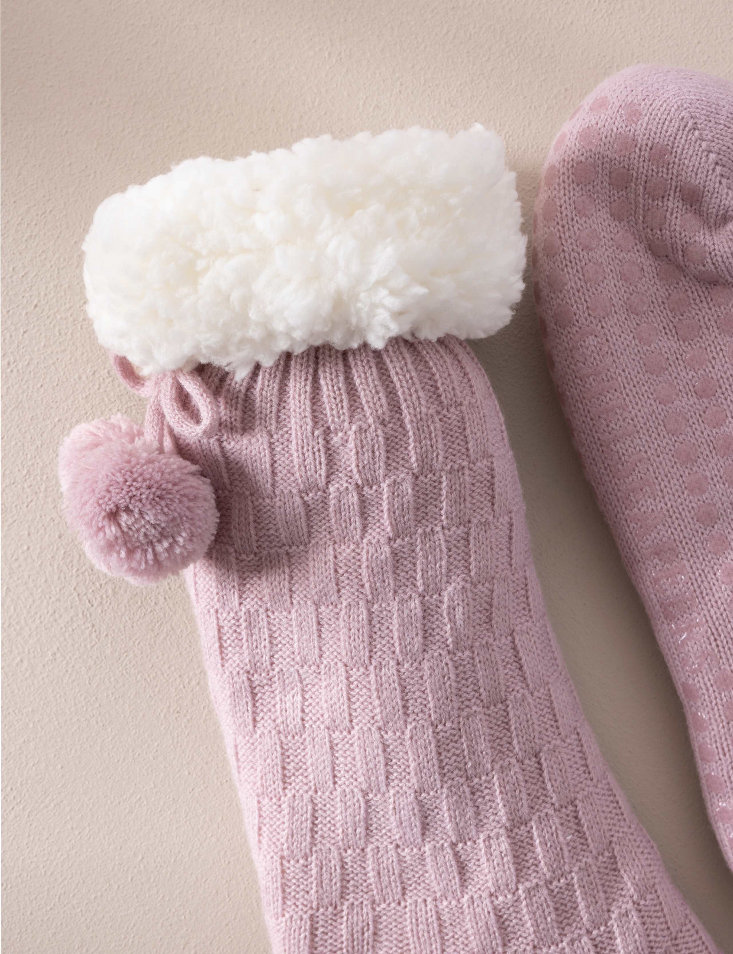 Borg Slipper Socks With Grip 2 of 4