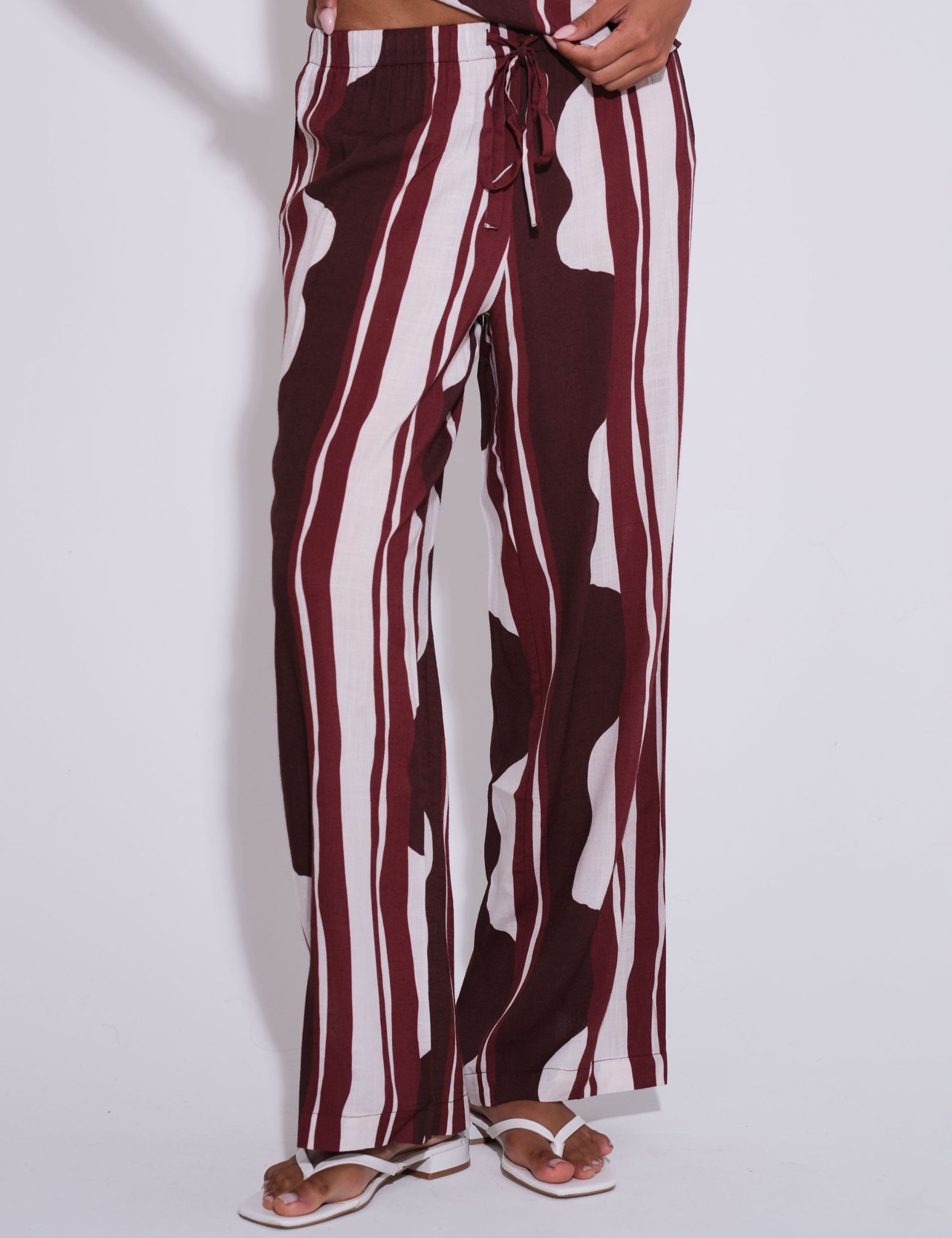 Striped Drawstring Wide Leg Beach Trousers 2 of 3