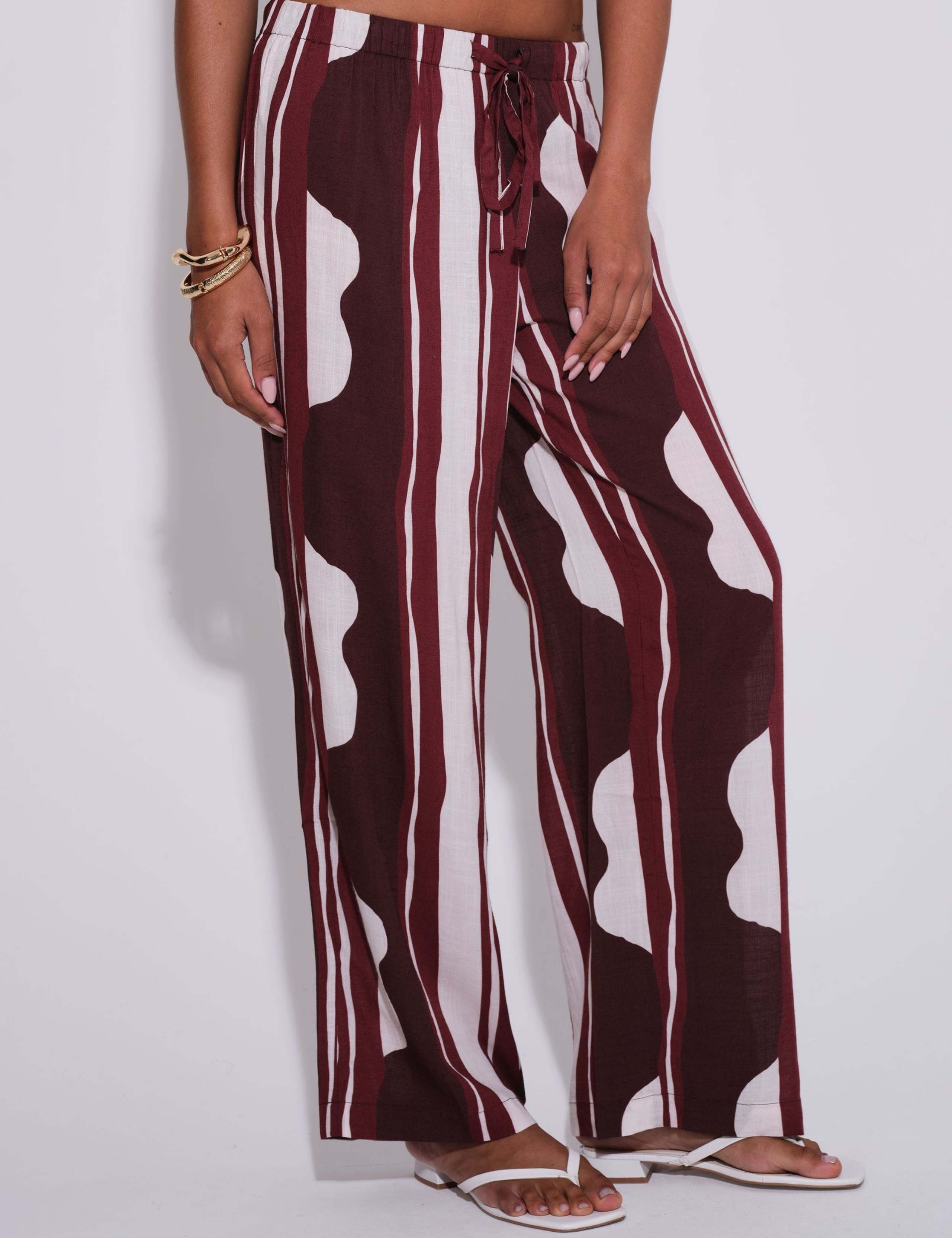 Striped Drawstring Wide Leg Beach Trousers 3 of 3