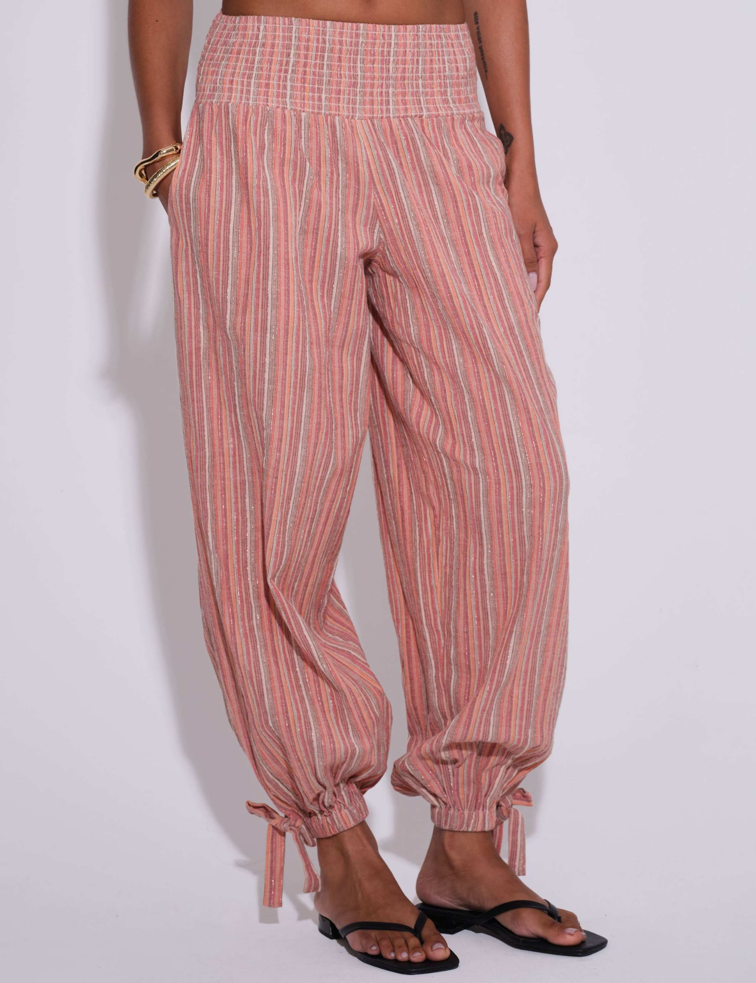 Cotton Rich Striped Balloon Beach Trousers 3 of 6