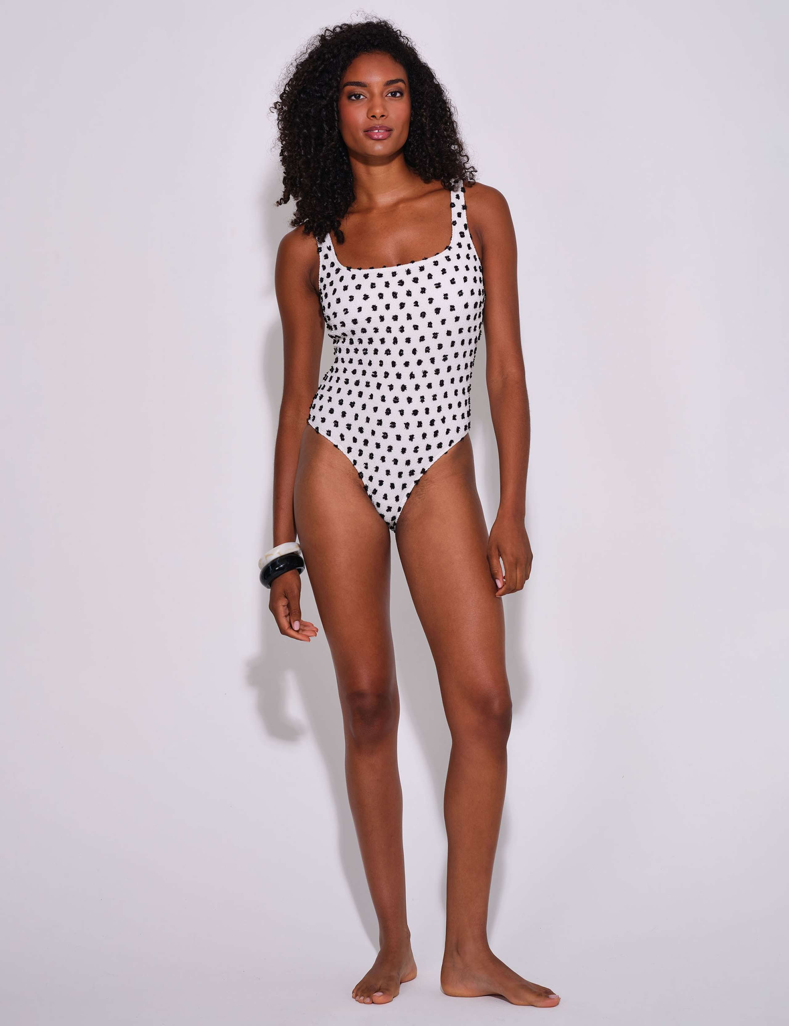 Textured Polka Dot Padded Swimsuit 2 of 5