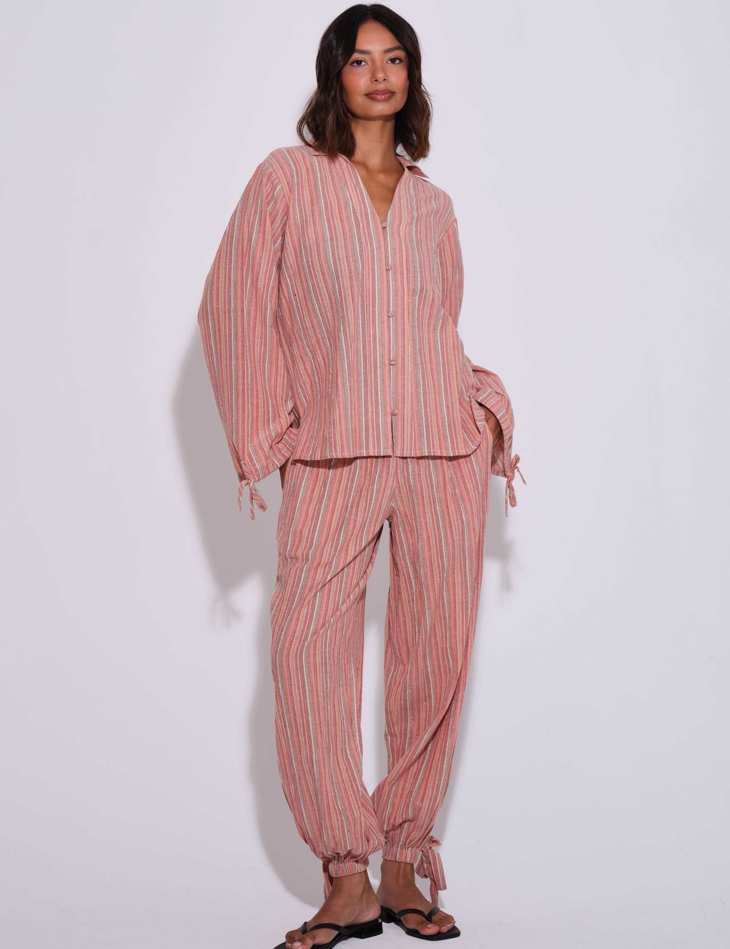 Cotton Rich Striped Wide Sleeve Beach Shirt 2 of 6