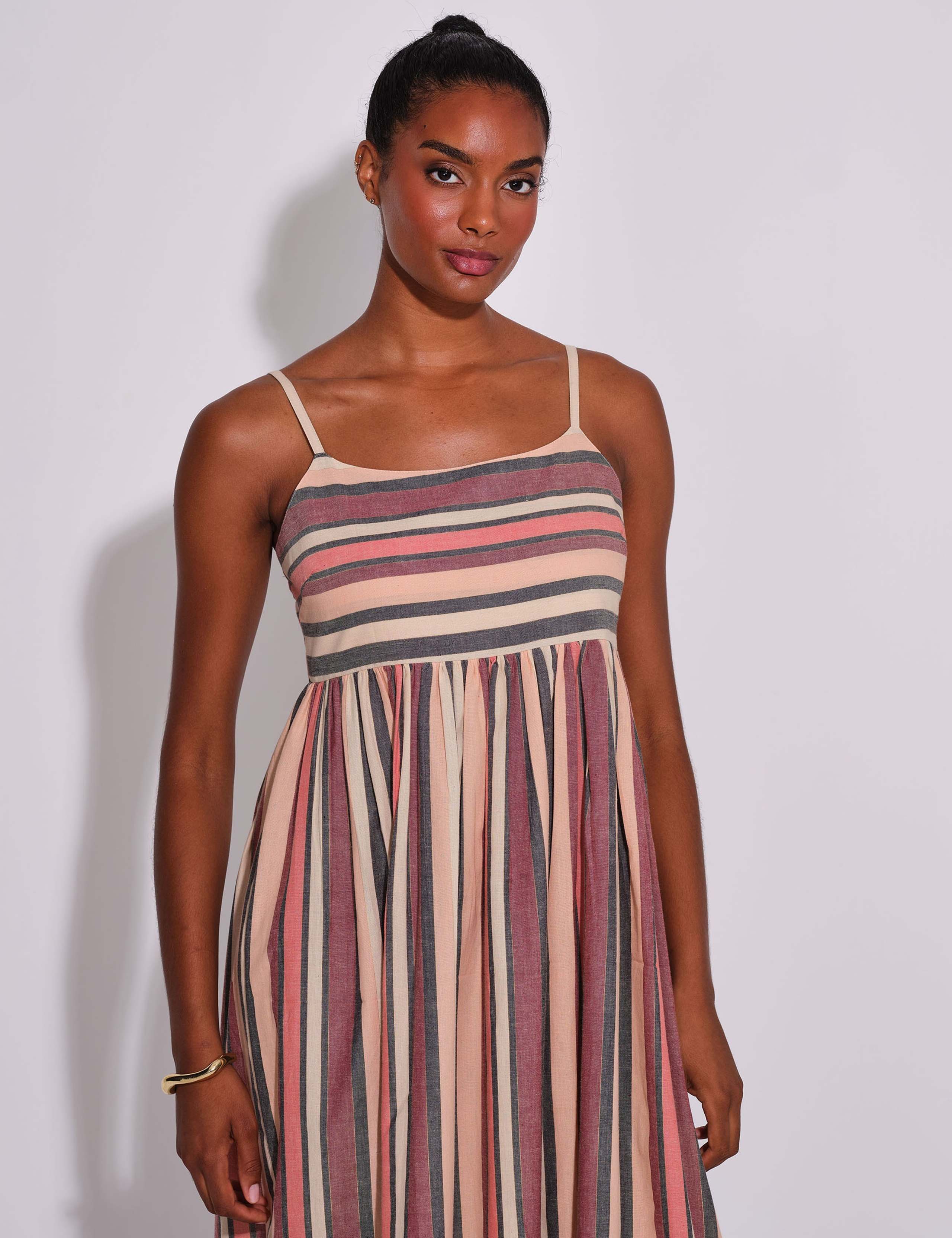 Cotton Rich Striped Tiered Maxi Beach Dress 3 of 5