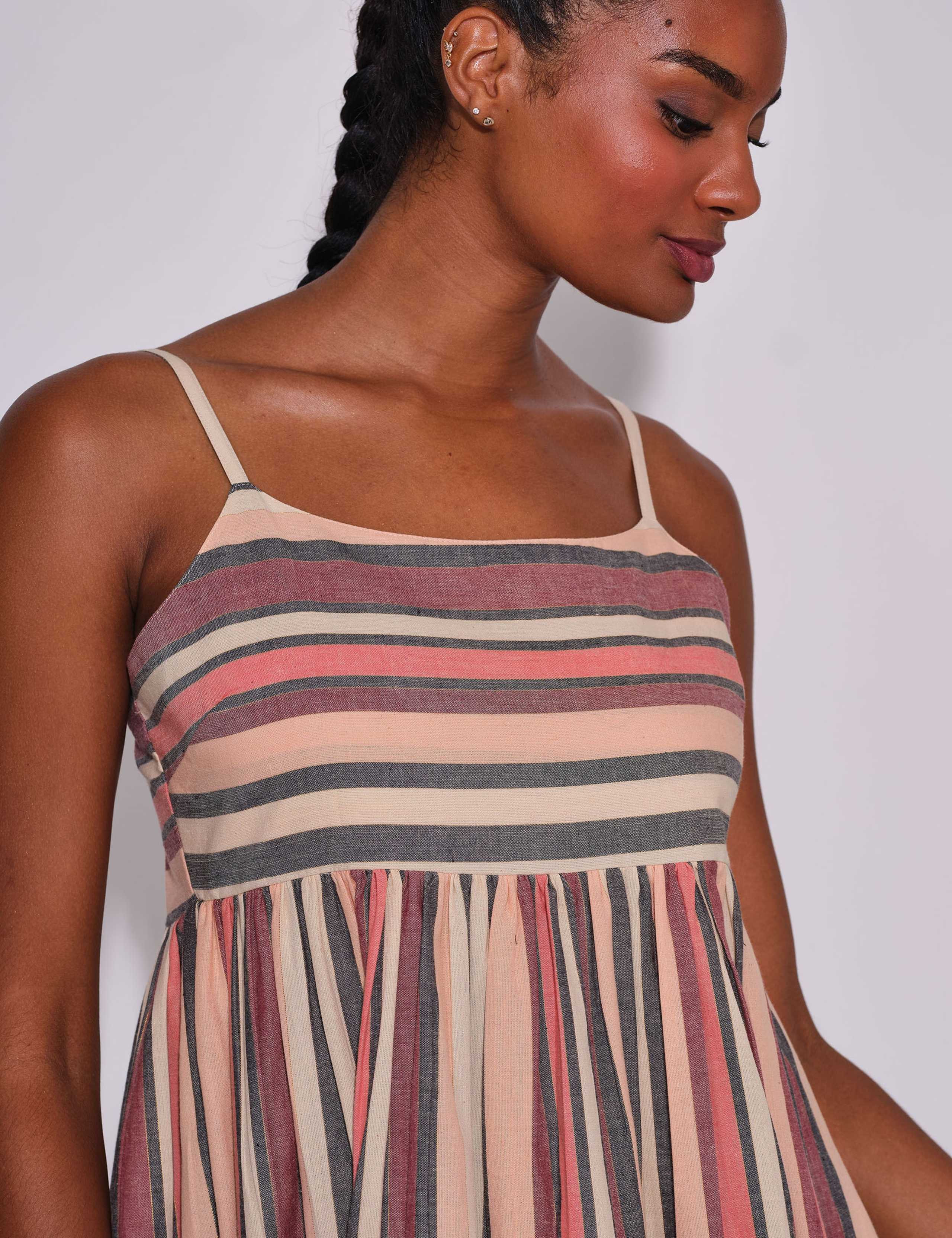 Cotton Rich Striped Tiered Maxi Beach Dress 4 of 5